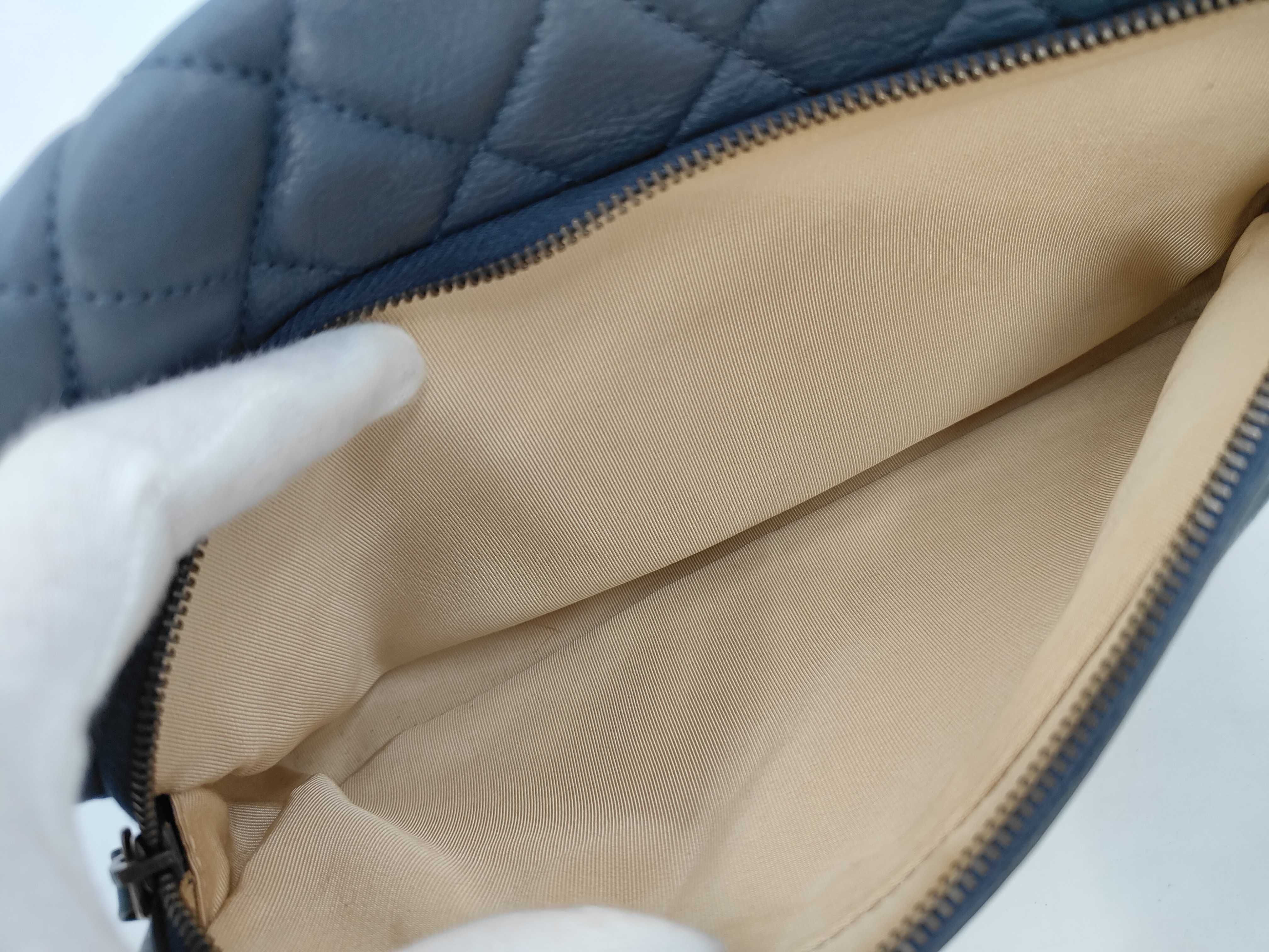 Lambskin Matelassé Chain Shoulder Bag (Blue-Gray) — view 9