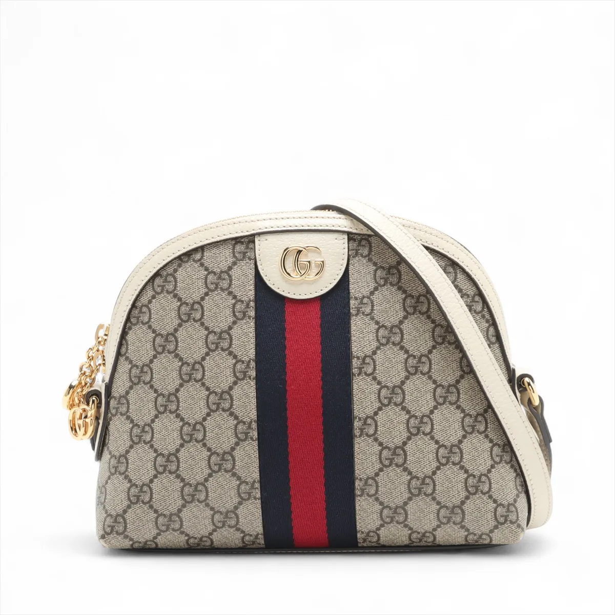 GG Supreme Ophidia PVC x Leather Shoulder Bag, Beige x White, 499621