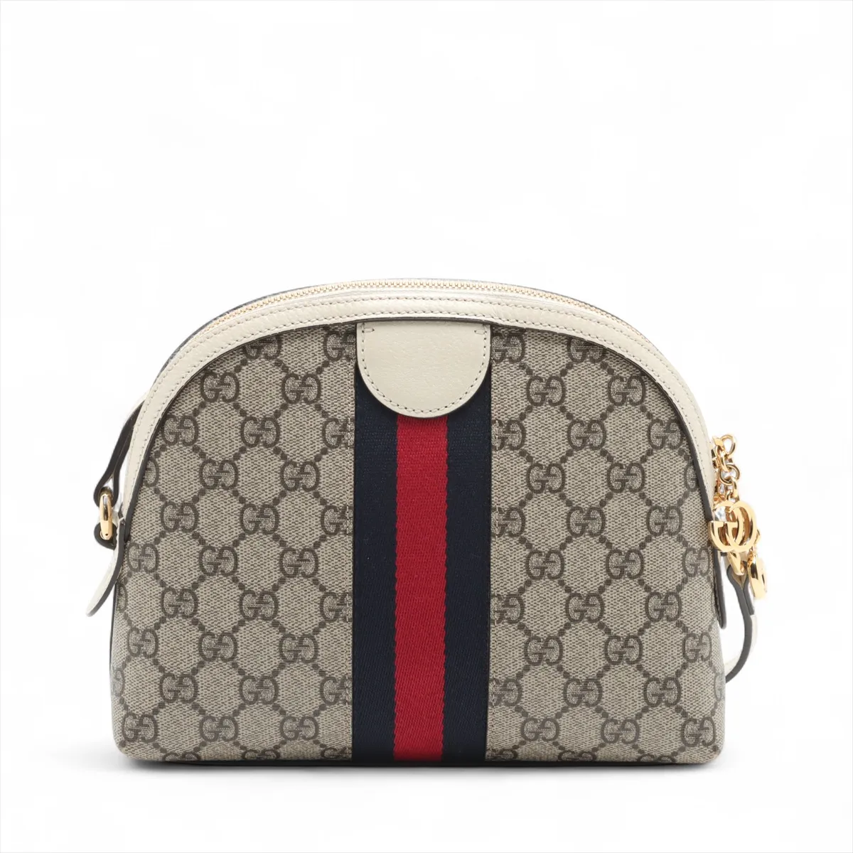 GG Supreme Ophidia PVC x Leather Shoulder Bag, Beige x White, 499621 — view 2