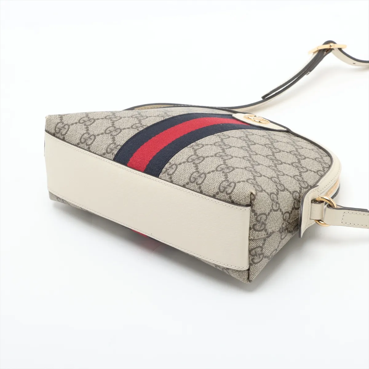 GG Supreme Ophidia PVC x Leather Shoulder Bag, Beige x White, 499621 — view 3