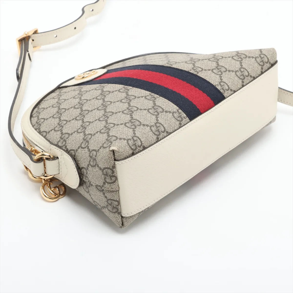 GG Supreme Ophidia PVC x Leather Shoulder Bag, Beige x White, 499621 — view 4