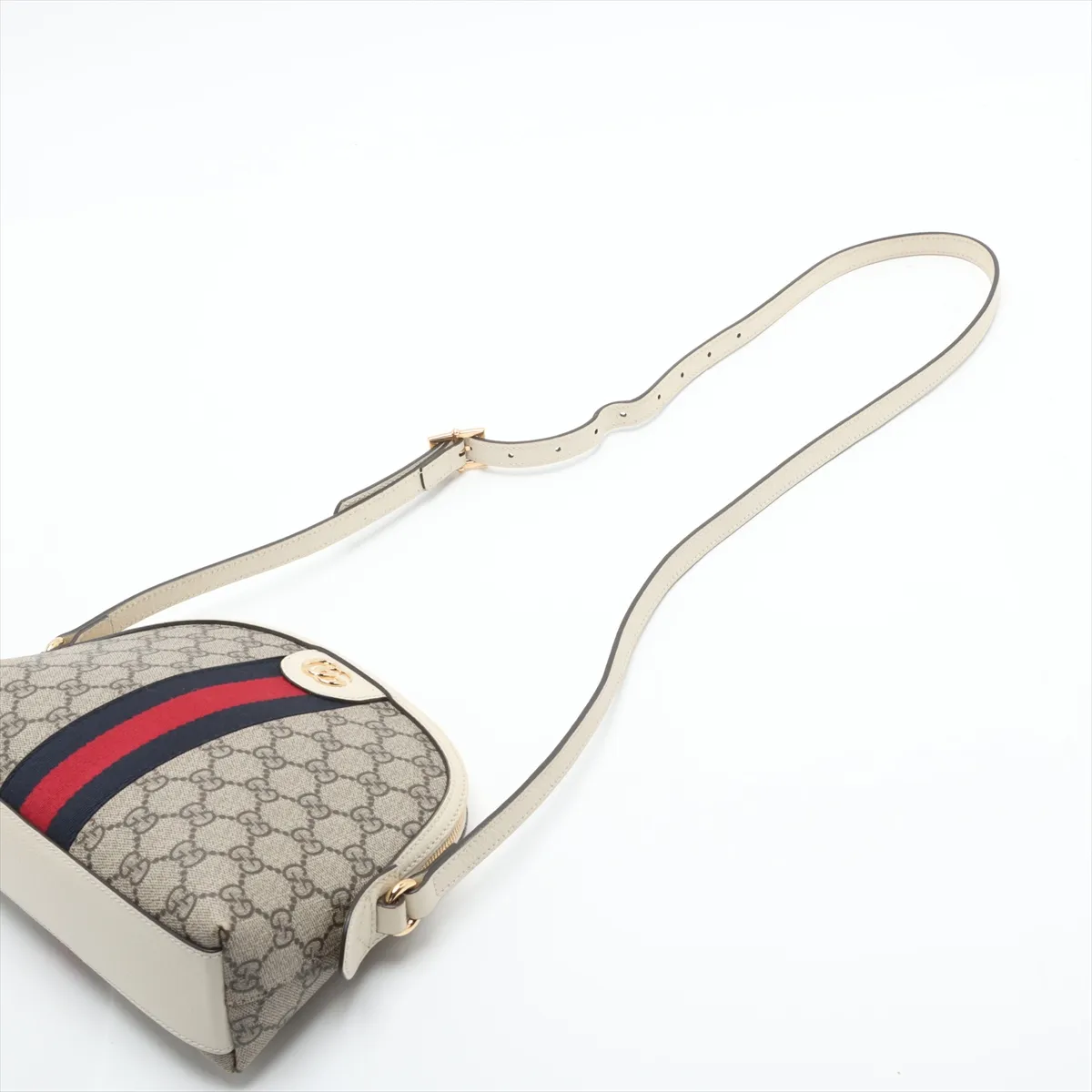 GG Supreme Ophidia PVC x Leather Shoulder Bag, Beige x White, 499621 — view 5