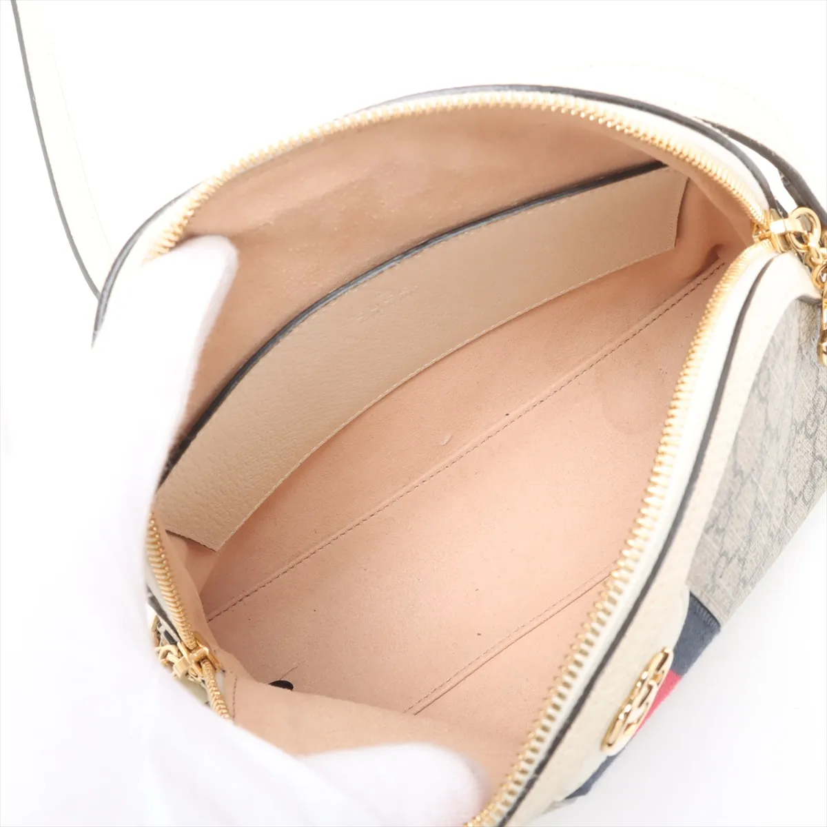 GG Supreme Ophidia PVC x Leather Shoulder Bag, Beige x White, 499621 — view 6