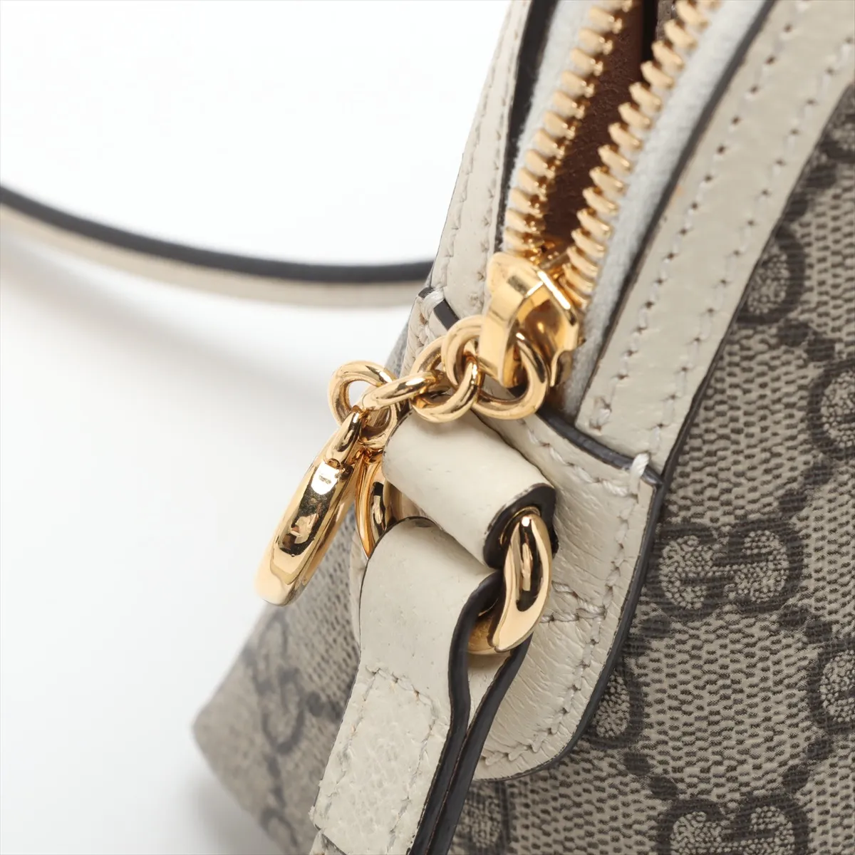 GG Supreme Ophidia PVC x Leather Shoulder Bag, Beige x White, 499621 — view 9