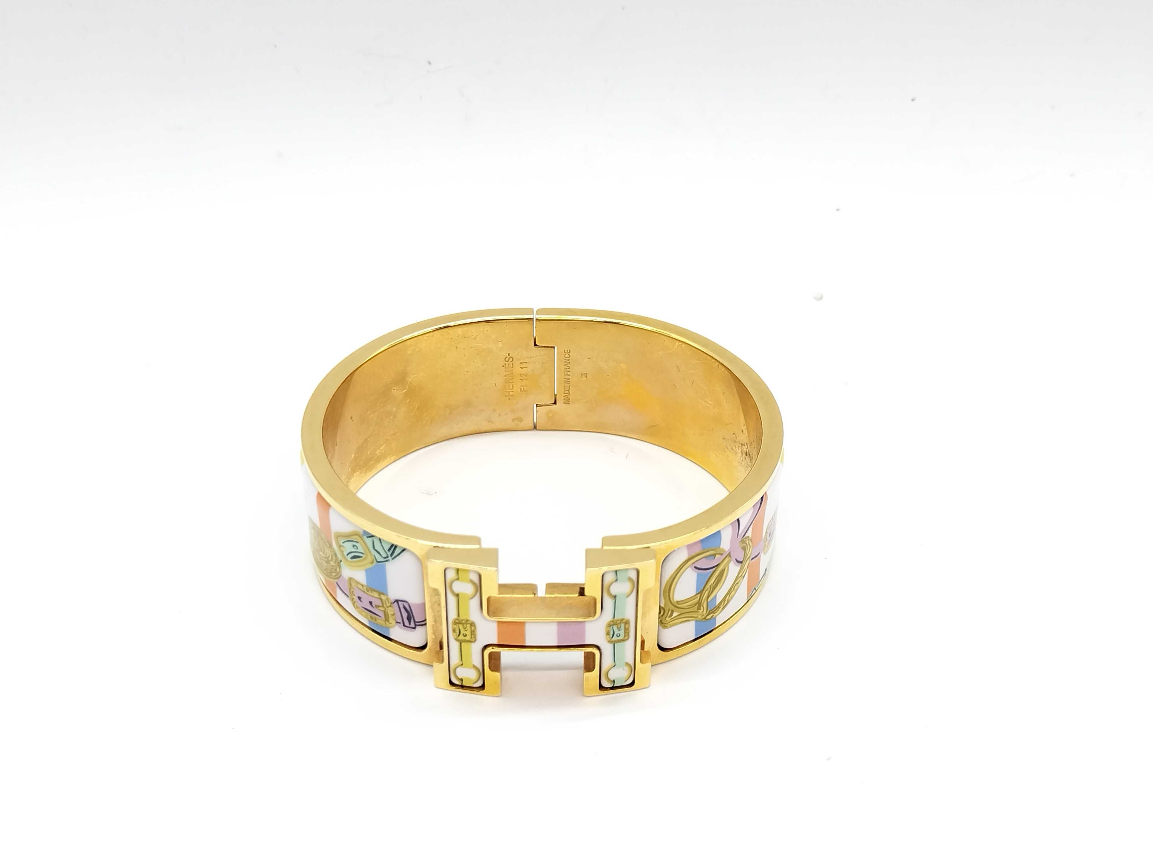 Clic Clac H Equestrian Pattern Bracelet/Bangle
