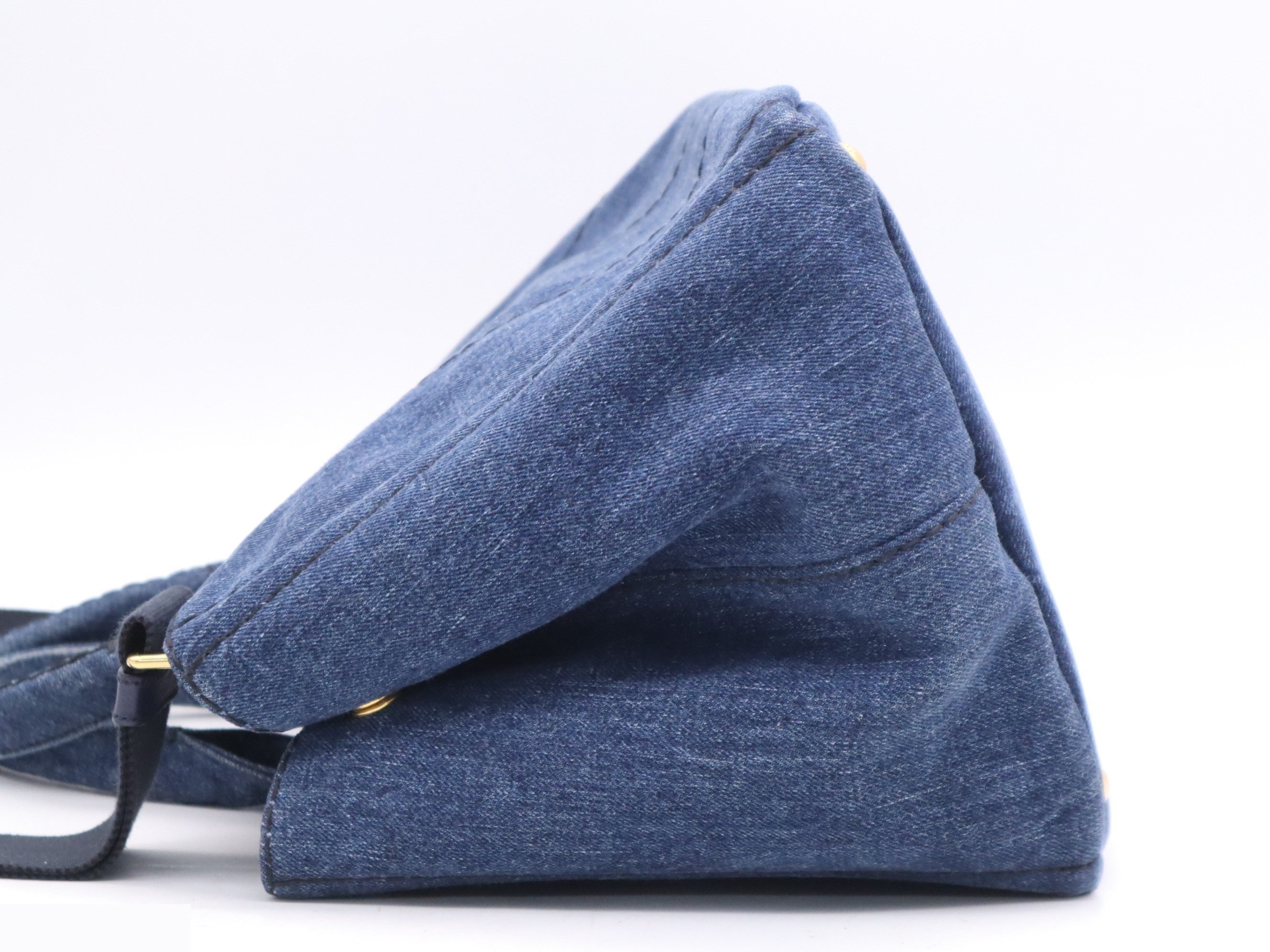 Denim 2-Way Tote Bag, Canapa, Blue, with Shoulder Strap and Dust Bag — view 3