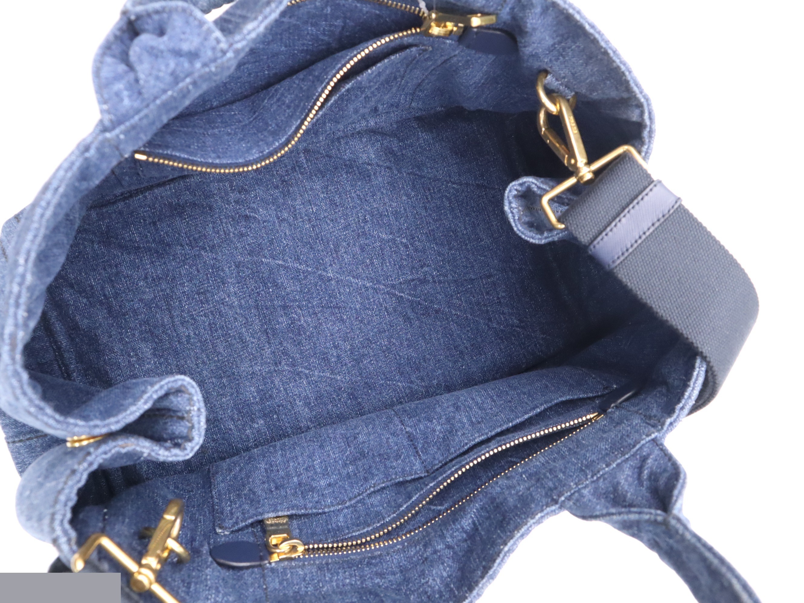 Denim 2-Way Tote Bag, Canapa, Blue, with Shoulder Strap and Dust Bag — view 7