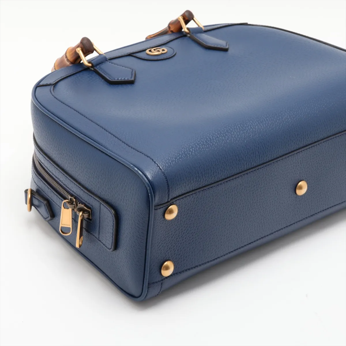 Diana Medium Duffle Leather 2-Way Handbag, Blue, 705373 — view 4