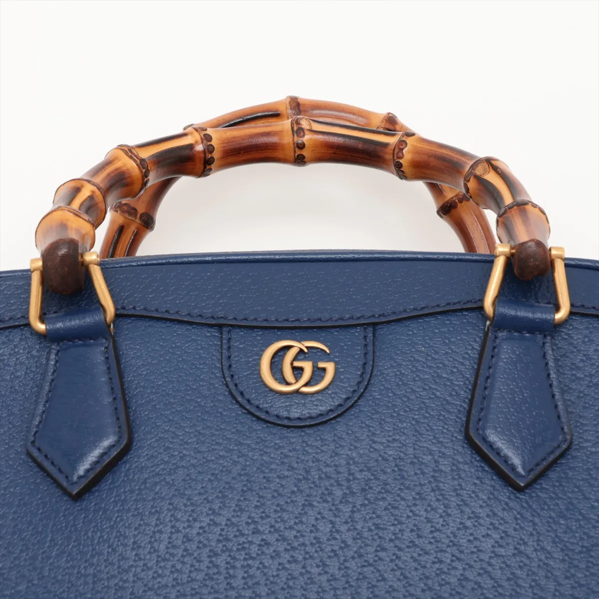 Diana Medium Duffle Leather 2-Way Handbag, Blue, 705373 — view 6