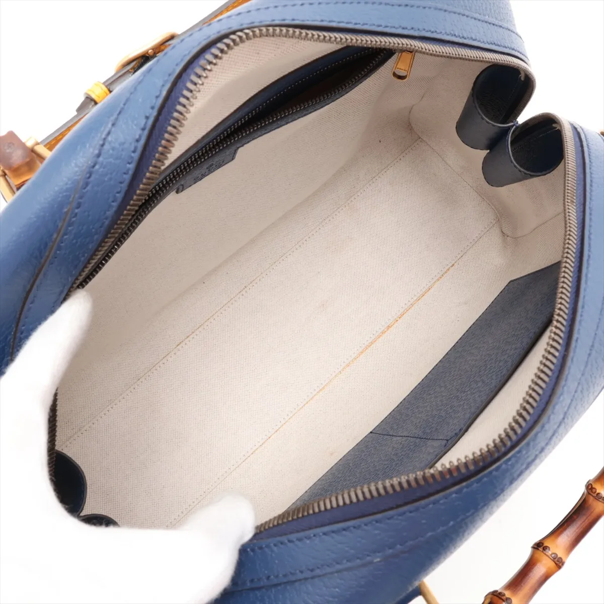 Diana Medium Duffle Leather 2-Way Handbag, Blue, 705373 — view 8