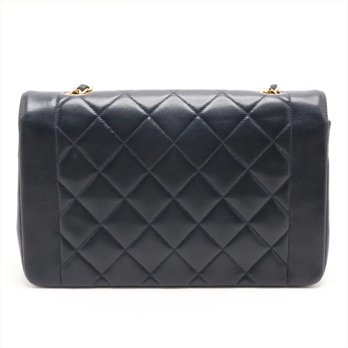 Matelassé Lambskin Single Flap Single Chain Bag, Diana Flap, Navy, Gold Hardware, 5732871 (Serial Number 5) — view 2