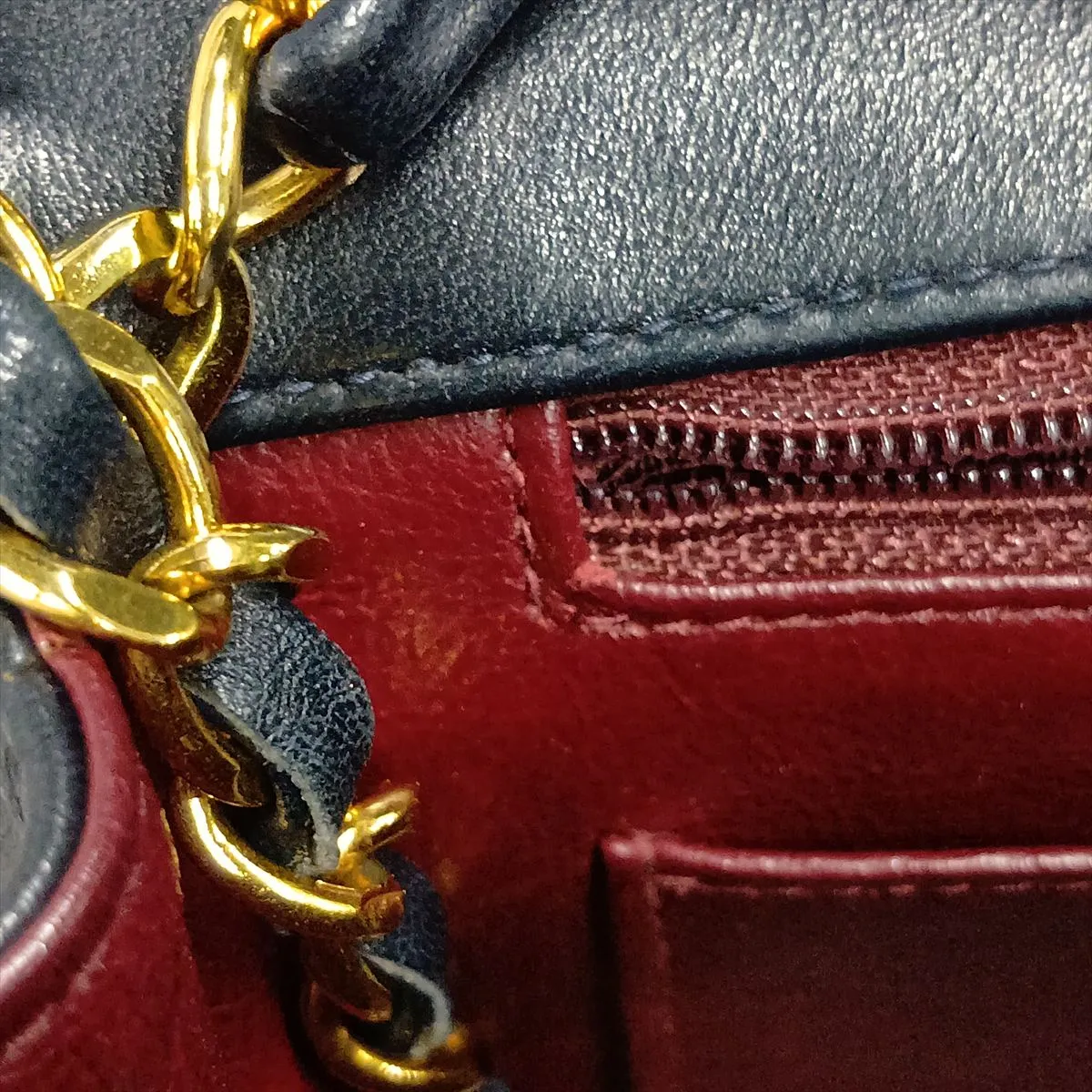 Matelassé Lambskin Single Flap Single Chain Bag, Diana Flap, Navy, Gold Hardware, 5732871 (Serial Number 5) — view 9