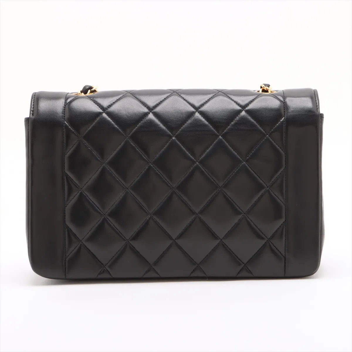 Matelasse Lambskin Single Flap Single Chain Bag Diana Flap Black Gold Hardware 3276901 No. 3 — view 2