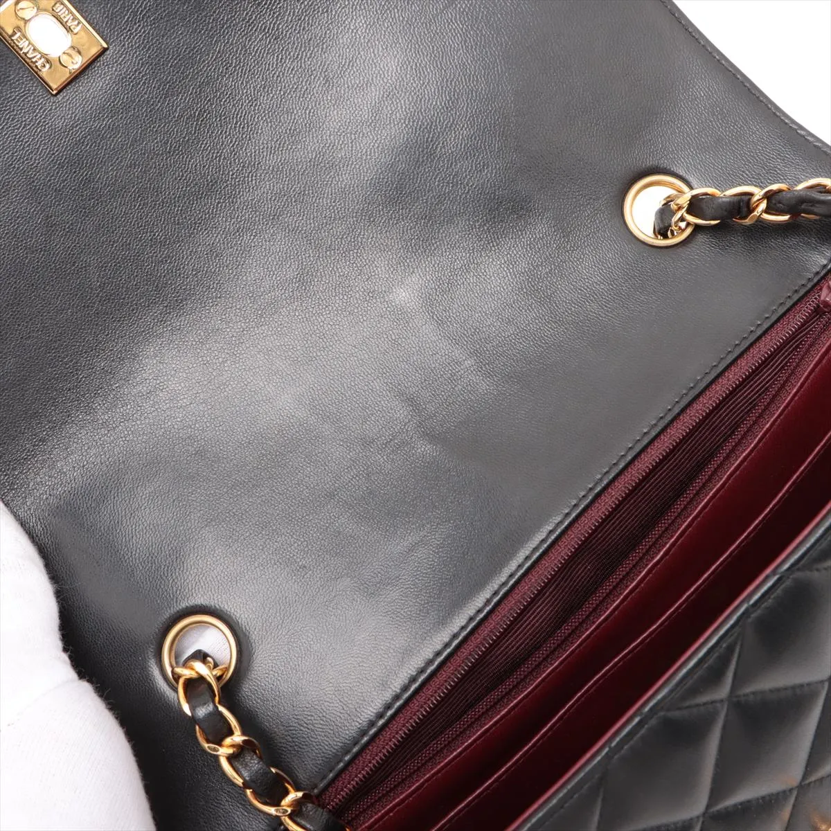 Matelasse Lambskin Single Flap Single Chain Bag Diana Flap Black Gold Hardware 3276901 No. 3 — view 13
