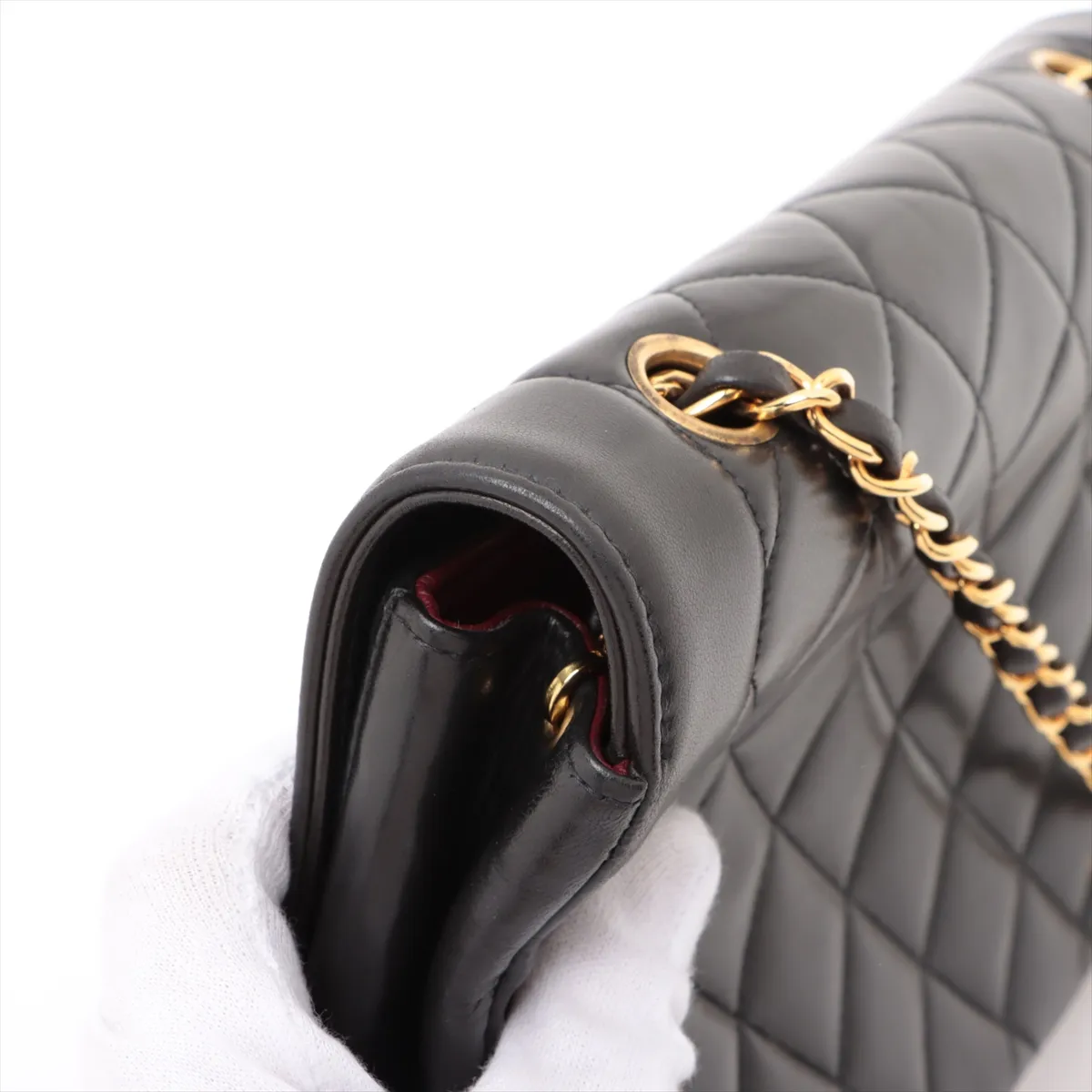 Matelasse Lambskin Single Flap Single Chain Bag Diana Flap Black Gold Hardware 3276901 No. 3 — view 15