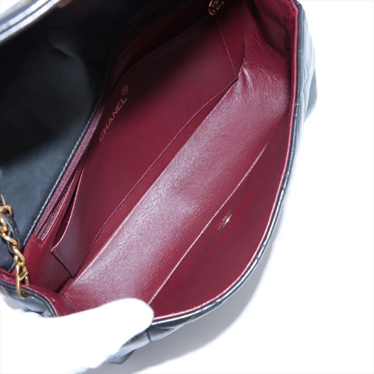 Matelasse Lambskin Single Flap Single Chain Bag Diana Flap Black Gold Hardware 3276901 No. 3 — view 6