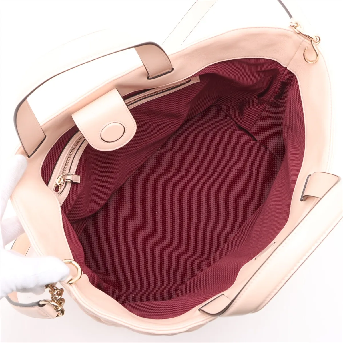 GG Marmont Leather 2WAY Handbag Beige 847387 — view 8