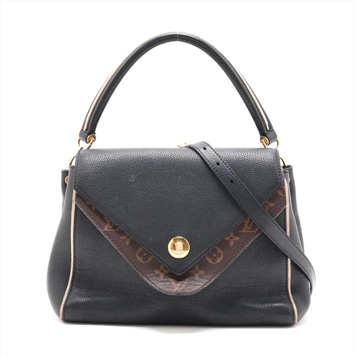 Monogram x Leather Double V M54439 TR3197 Brown x Black, No Zipper Pull, RFID Activated