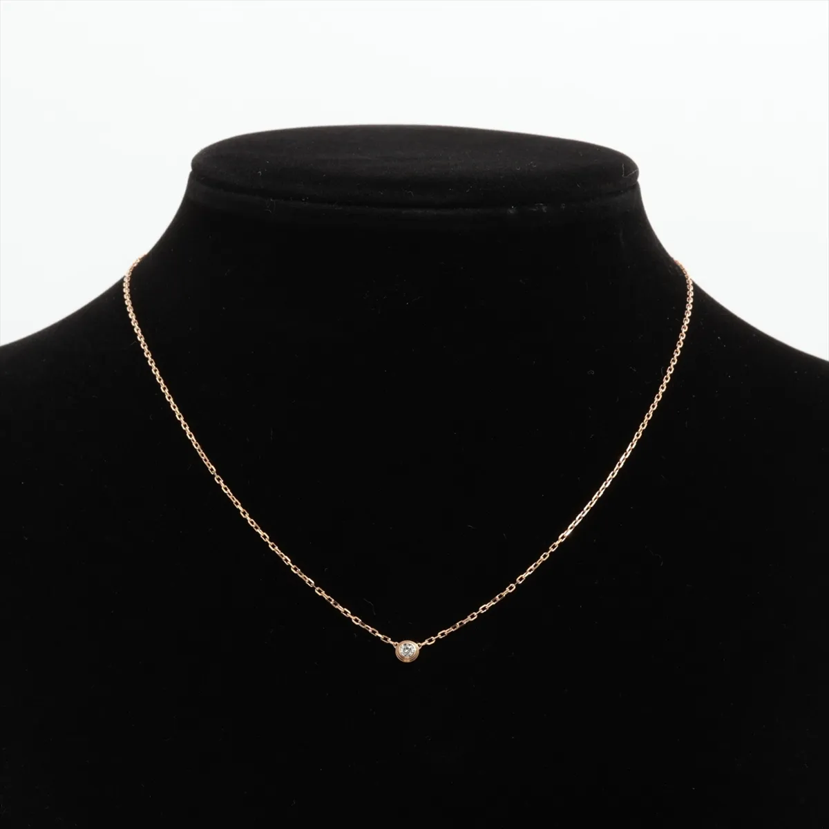 Damour SM Diamond Necklace, 750 (PG), 2.8g, 892DHS, clasp shows wear. — view 5
