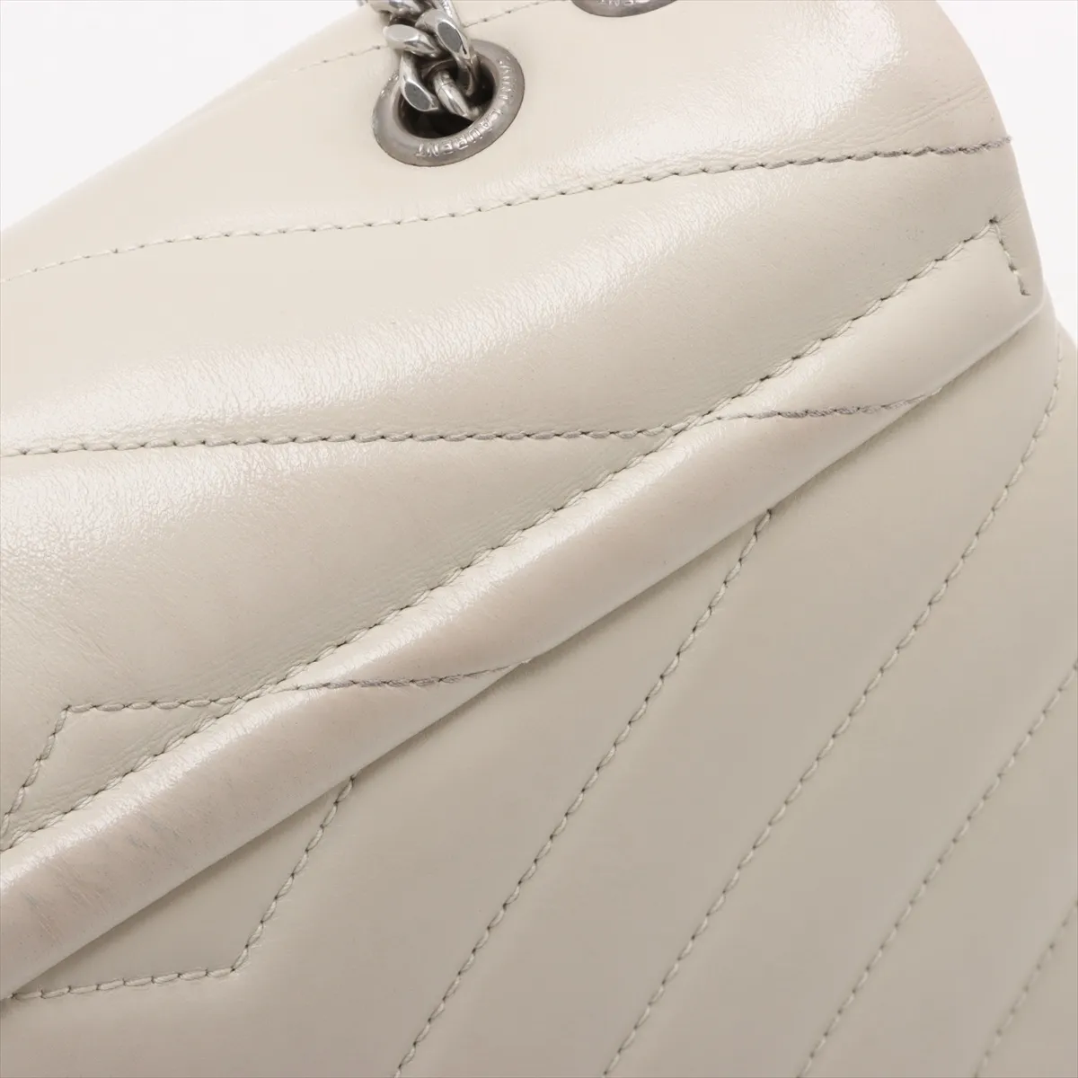 Loulou Leather Chain Shoulder Bag, Beige, 494699 — view 15