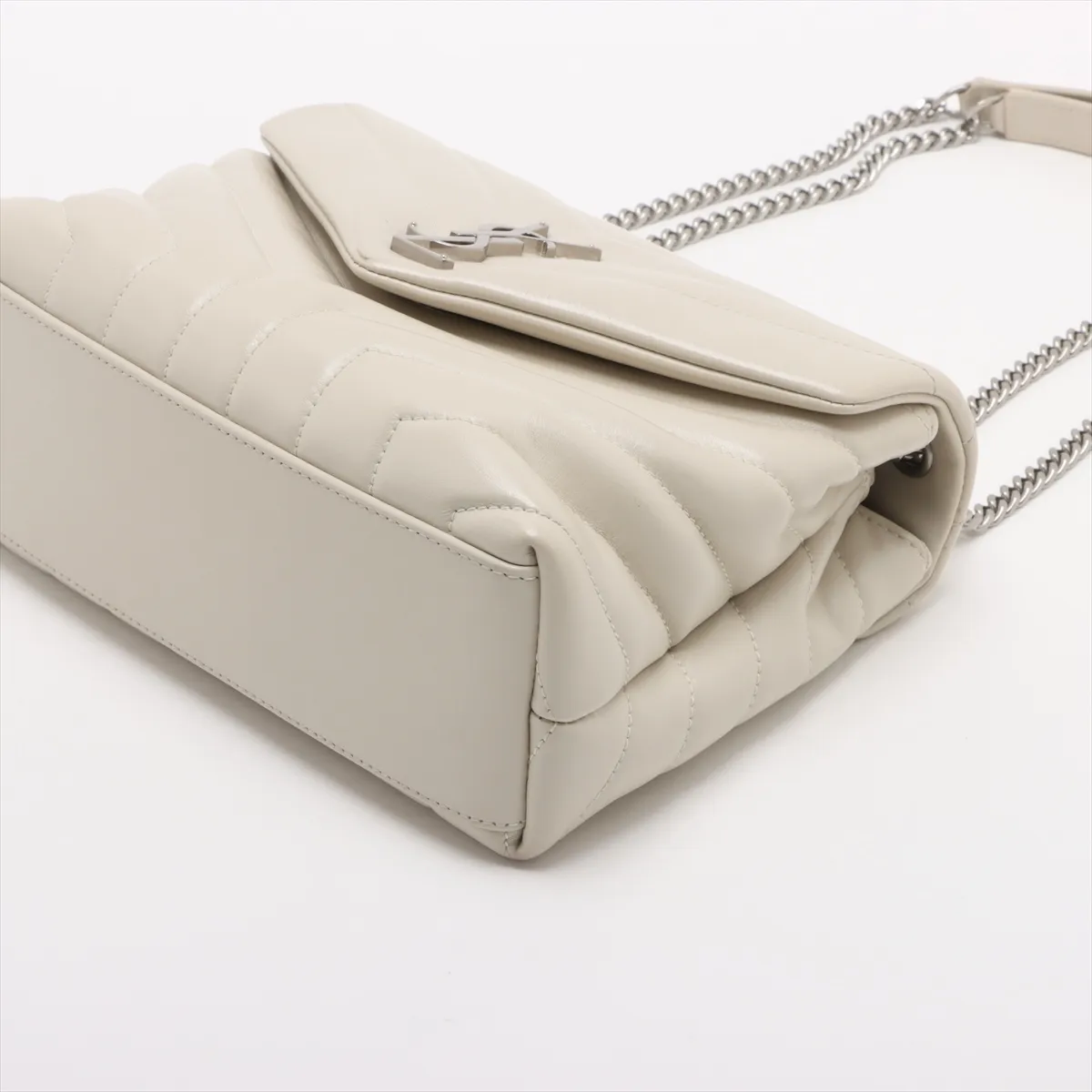 Loulou Leather Chain Shoulder Bag, Beige, 494699 — view 3