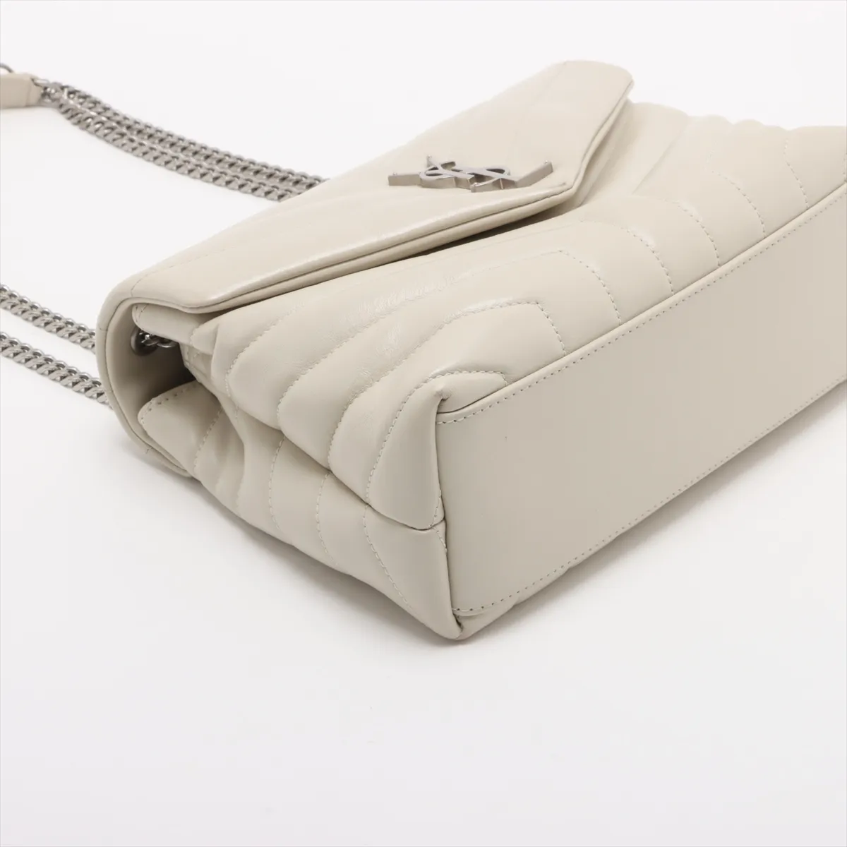 Loulou Leather Chain Shoulder Bag, Beige, 494699 — view 4