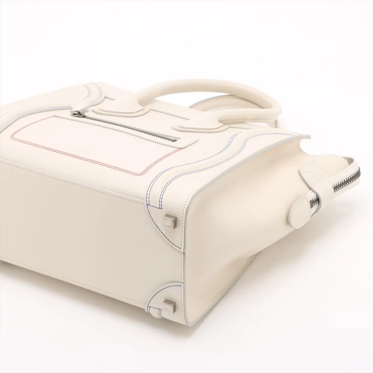 Luggage Micro Shopper Leather 2WAY Handbag White — view 3