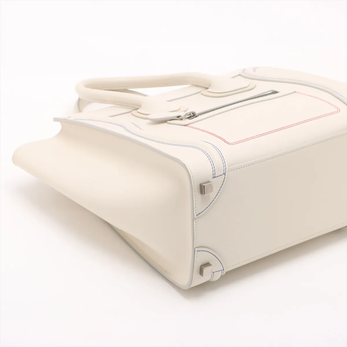 Luggage Micro Shopper Leather 2WAY Handbag White — view 4