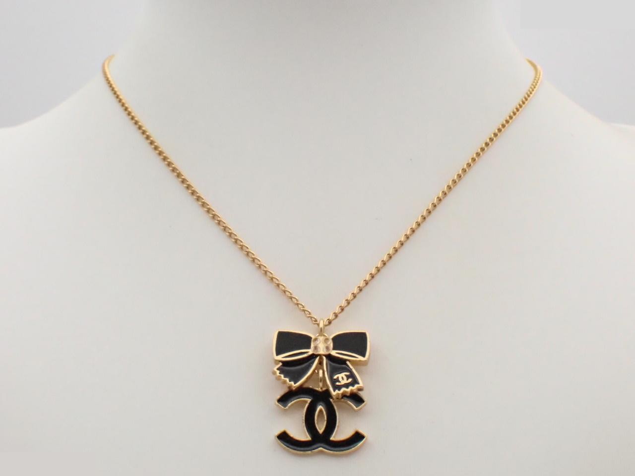 02A Ribbon Coco Mark Swing Necklace, Chain approx. 40cm — view 3