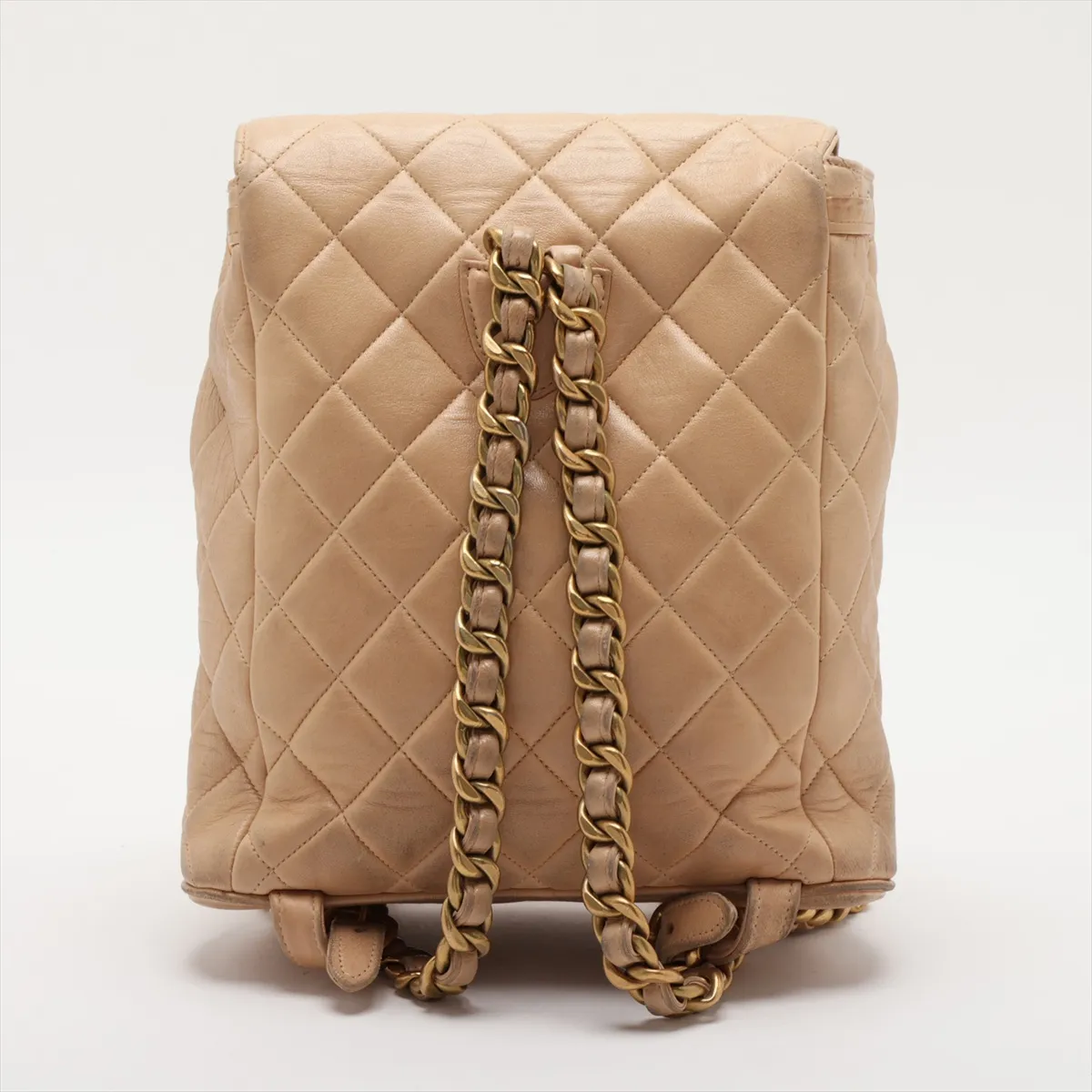 Matelassé Lambskin Chain Backpack, Beige with Gold Hardware, Item No. 2958835 (Serial Number 2) — view 2