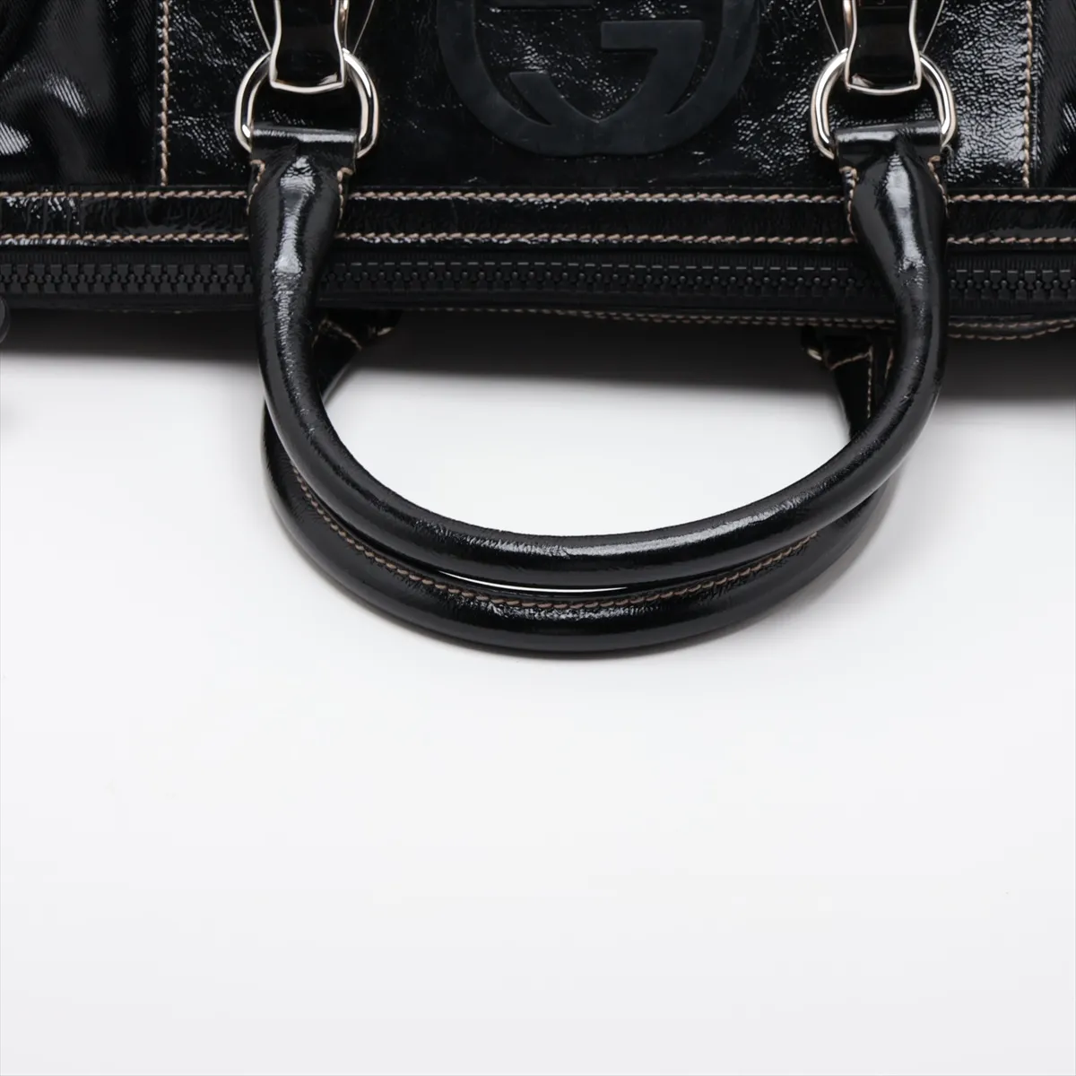 Interlocking G 181525 Leather Boston Bag, Black — view 5
