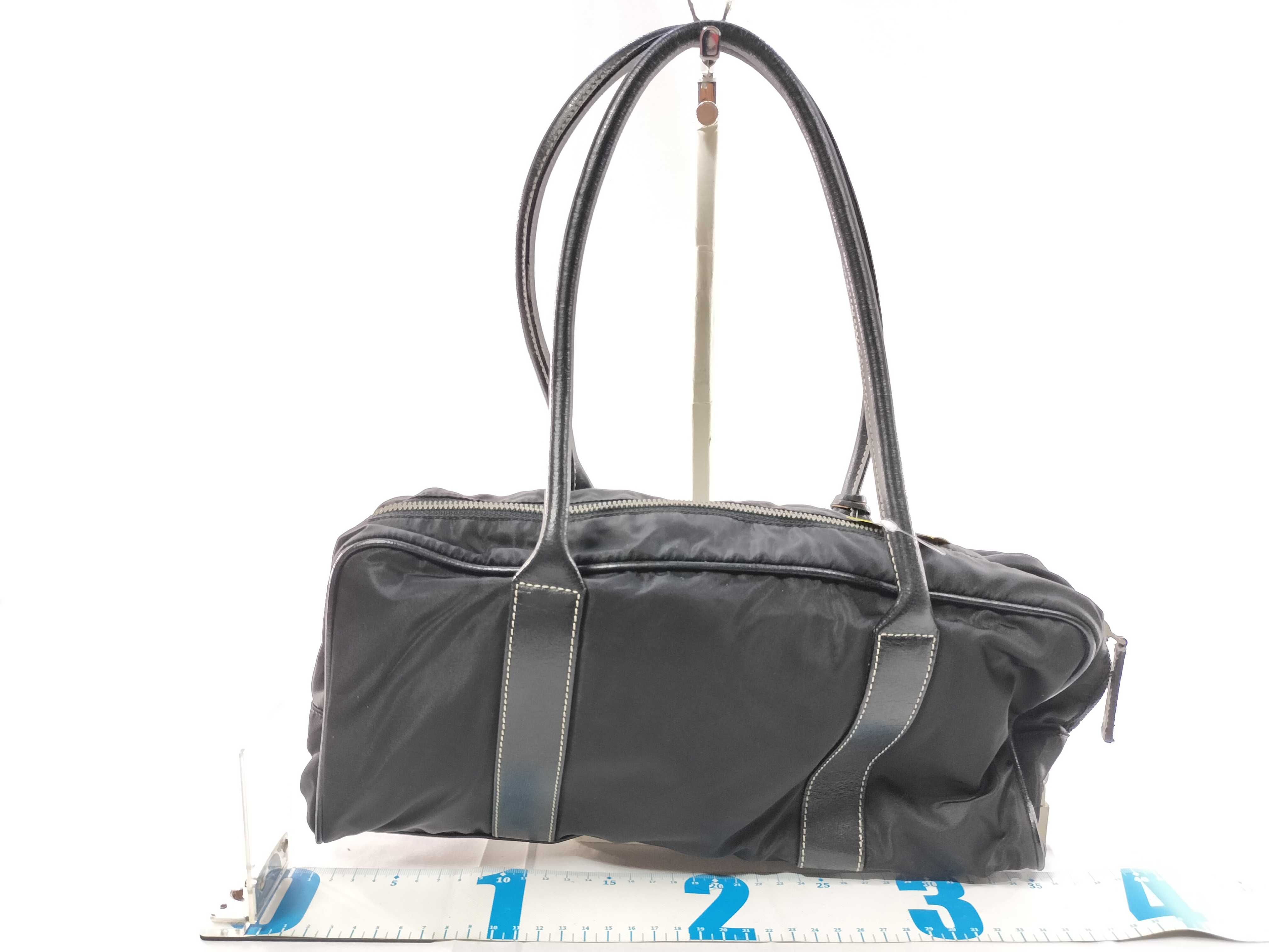 Nylon x Leather Handbag with Triangle Plate and Key — view 2