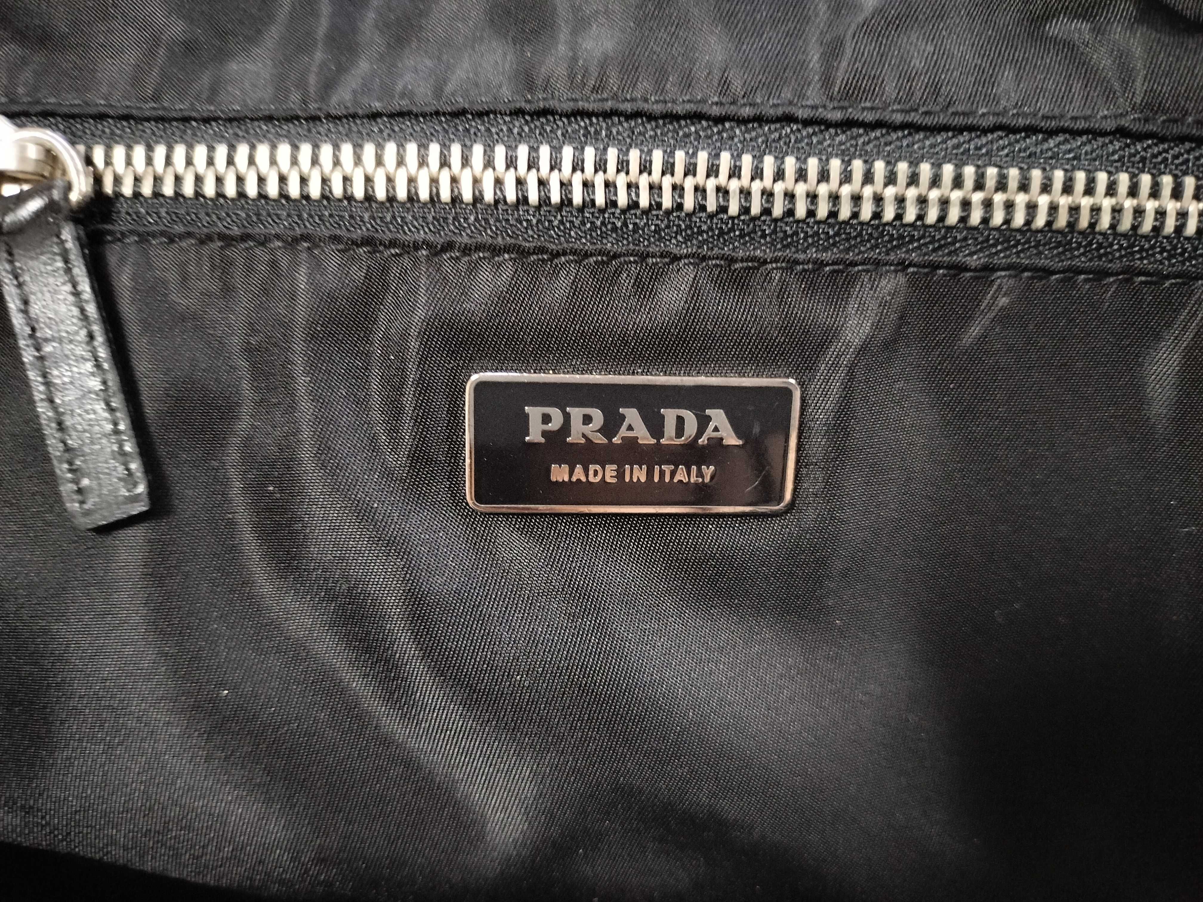 Nylon x Leather Handbag with Triangle Plate and Key — view 12