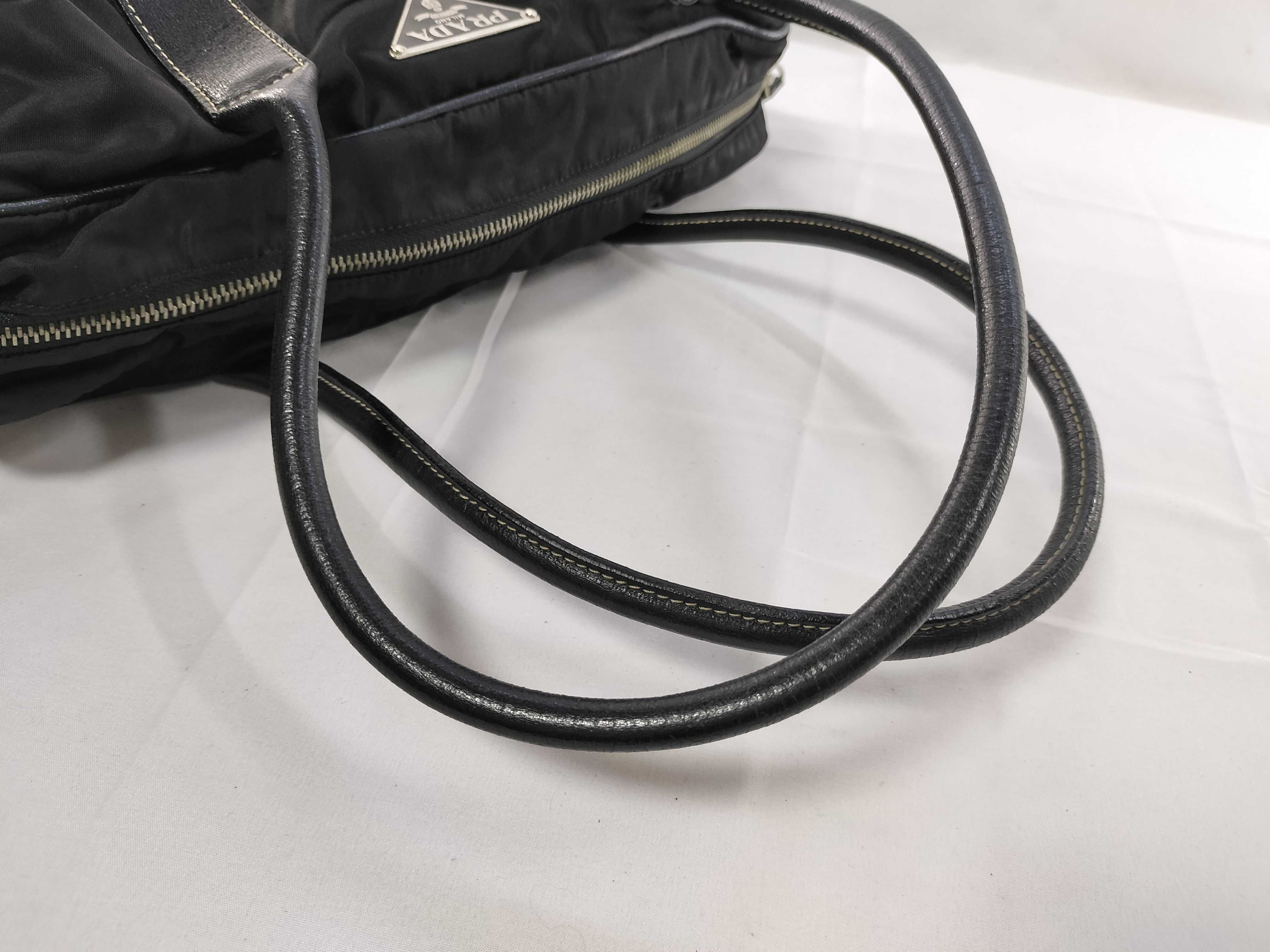 Nylon x Leather Handbag with Triangle Plate and Key — view 3