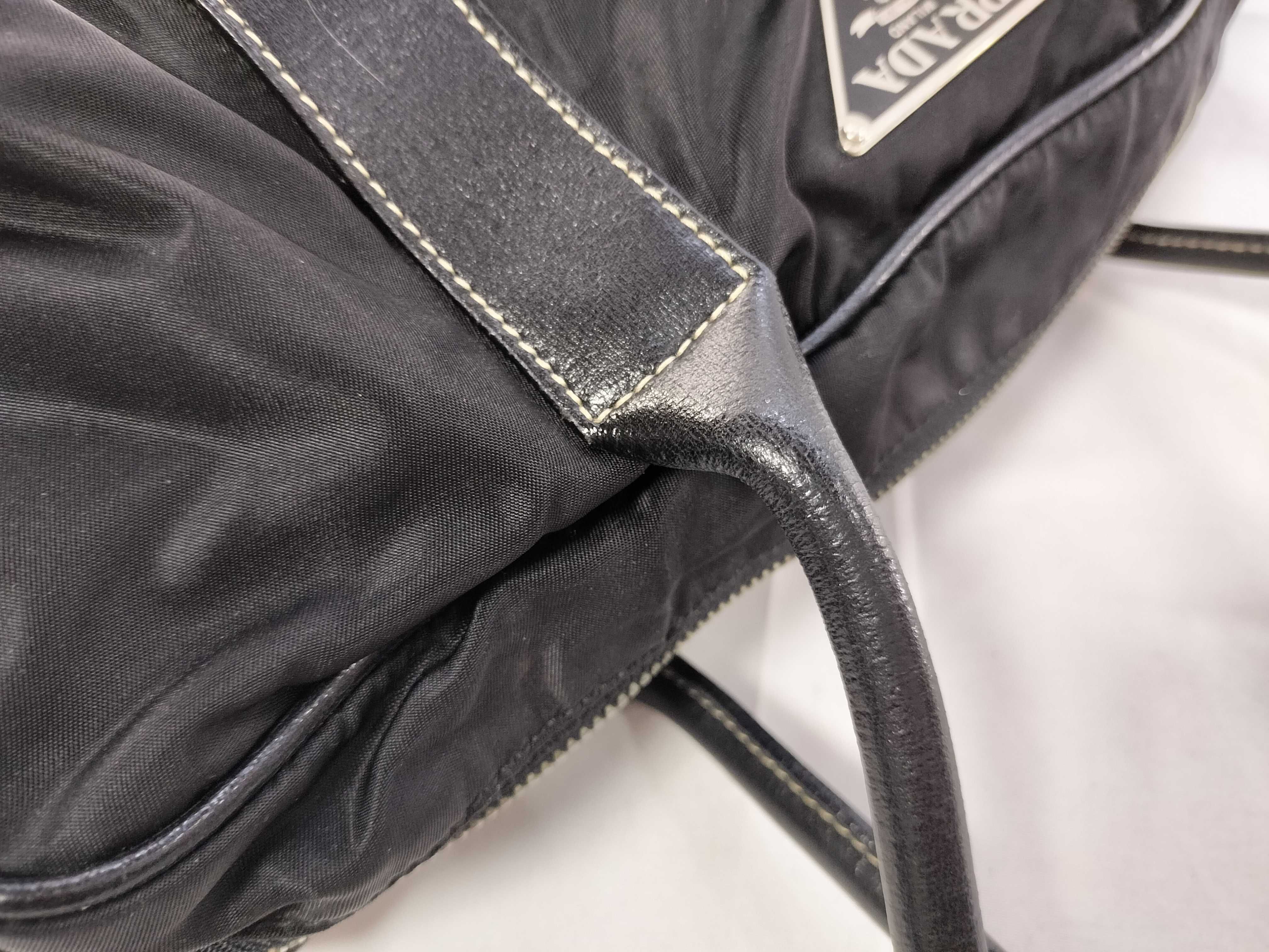 Nylon x Leather Handbag with Triangle Plate and Key — view 5