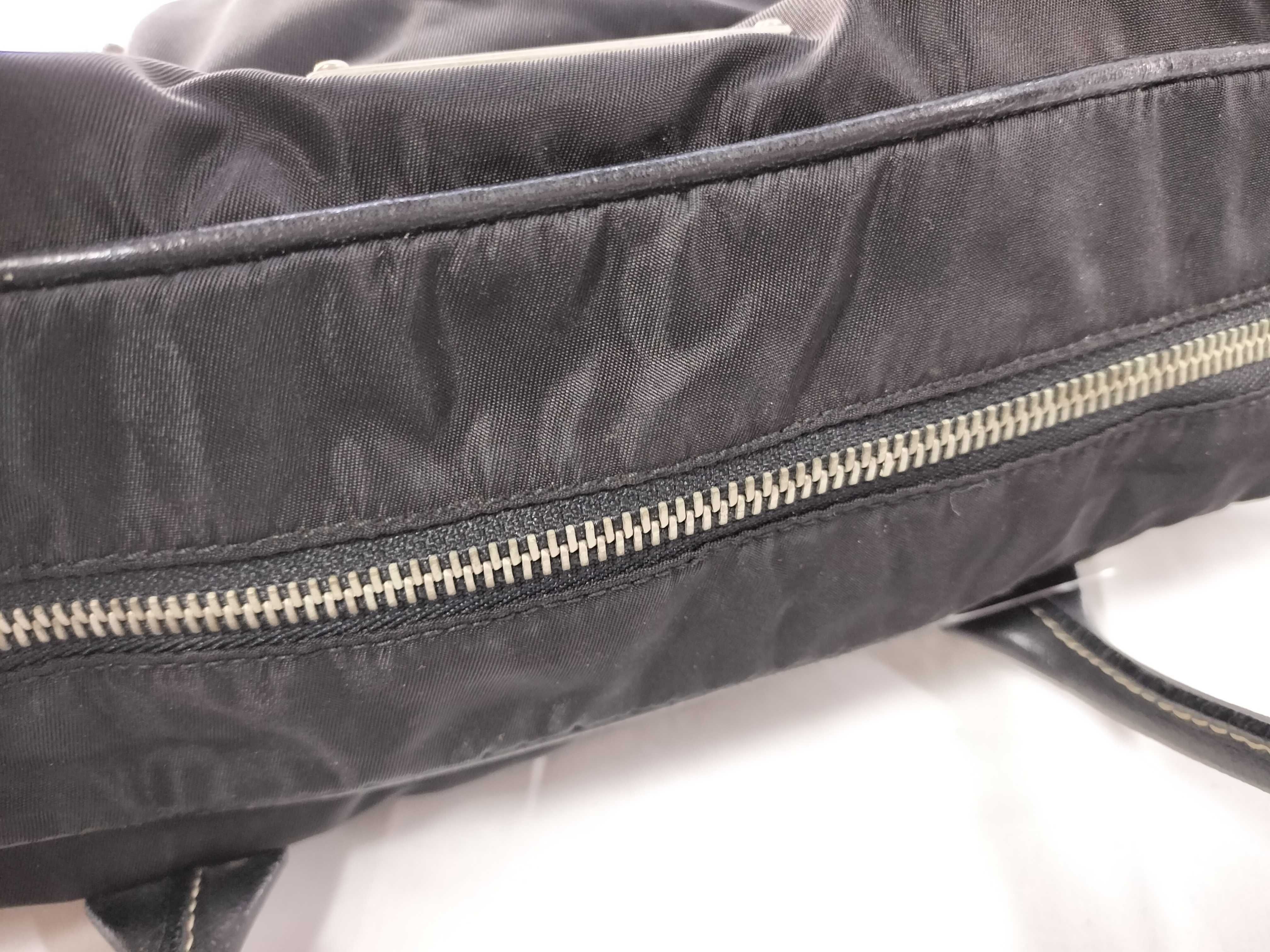 Nylon x Leather Handbag with Triangle Plate and Key — view 6