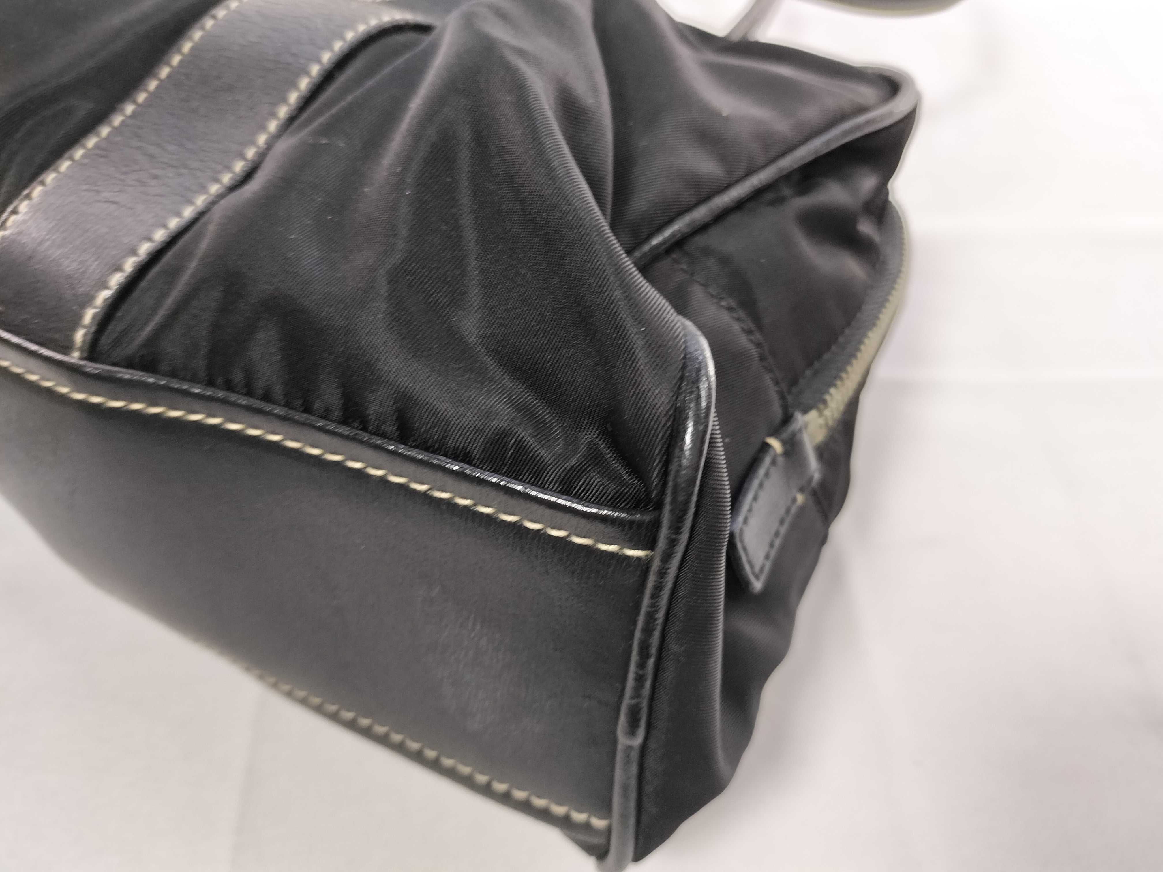 Nylon x Leather Handbag with Triangle Plate and Key — view 7