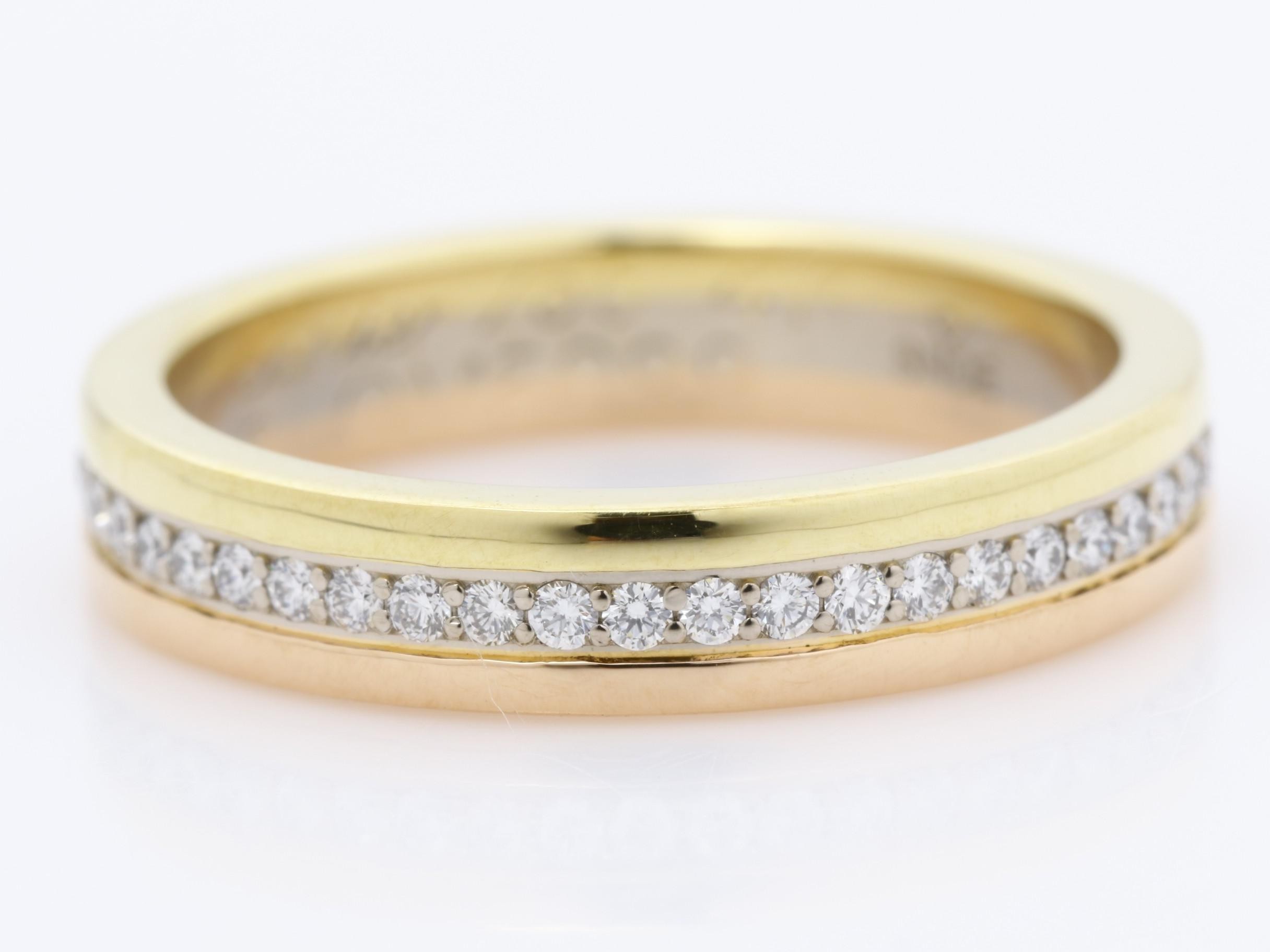 Vendome Three-Line Ring with Diamonds, White Gold, Yellow Gold, Pink Gold, 750, 3.7g — view 2