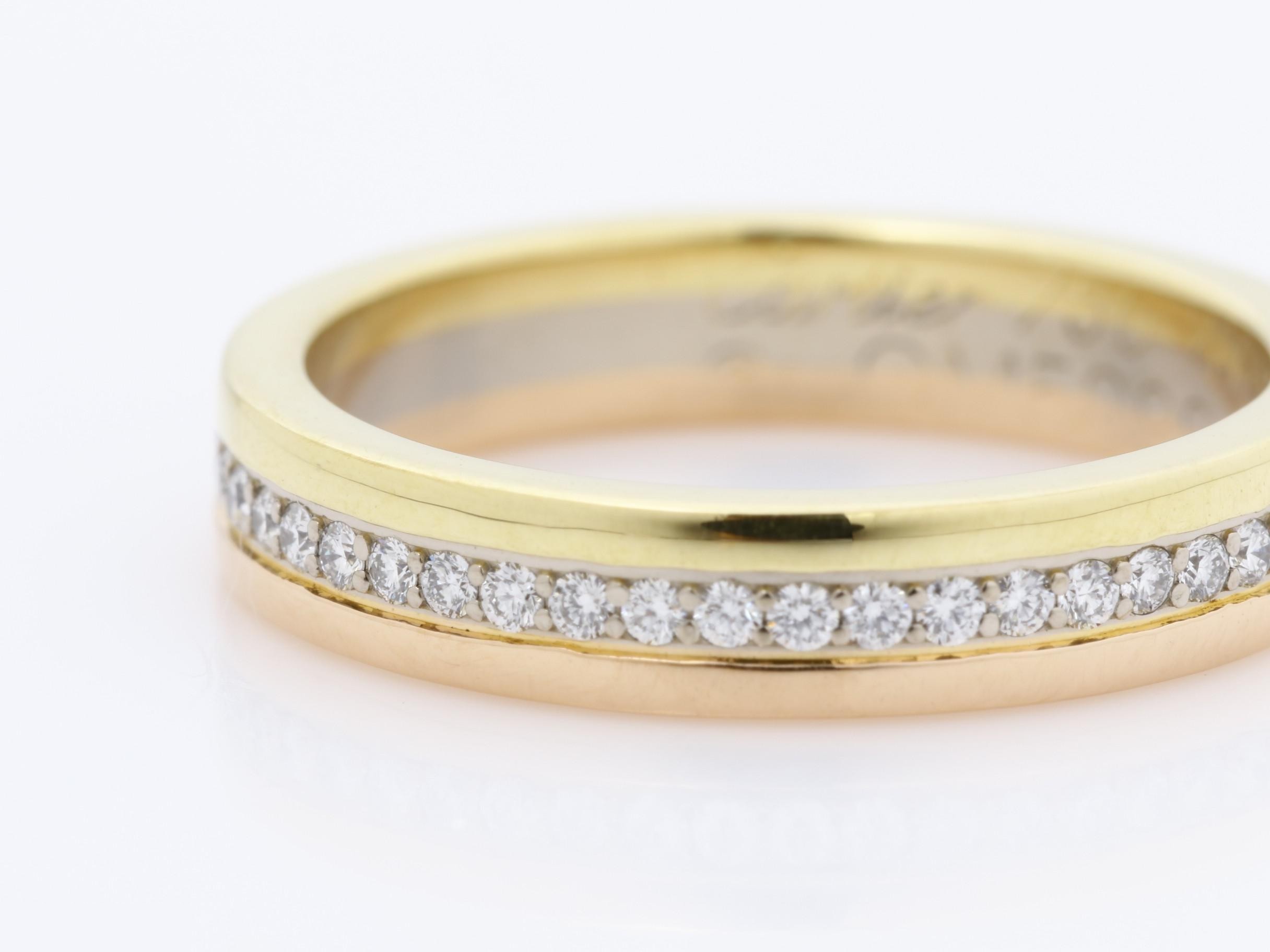 Vendome Three-Line Ring with Diamonds, White Gold, Yellow Gold, Pink Gold, 750, 3.7g — view 3