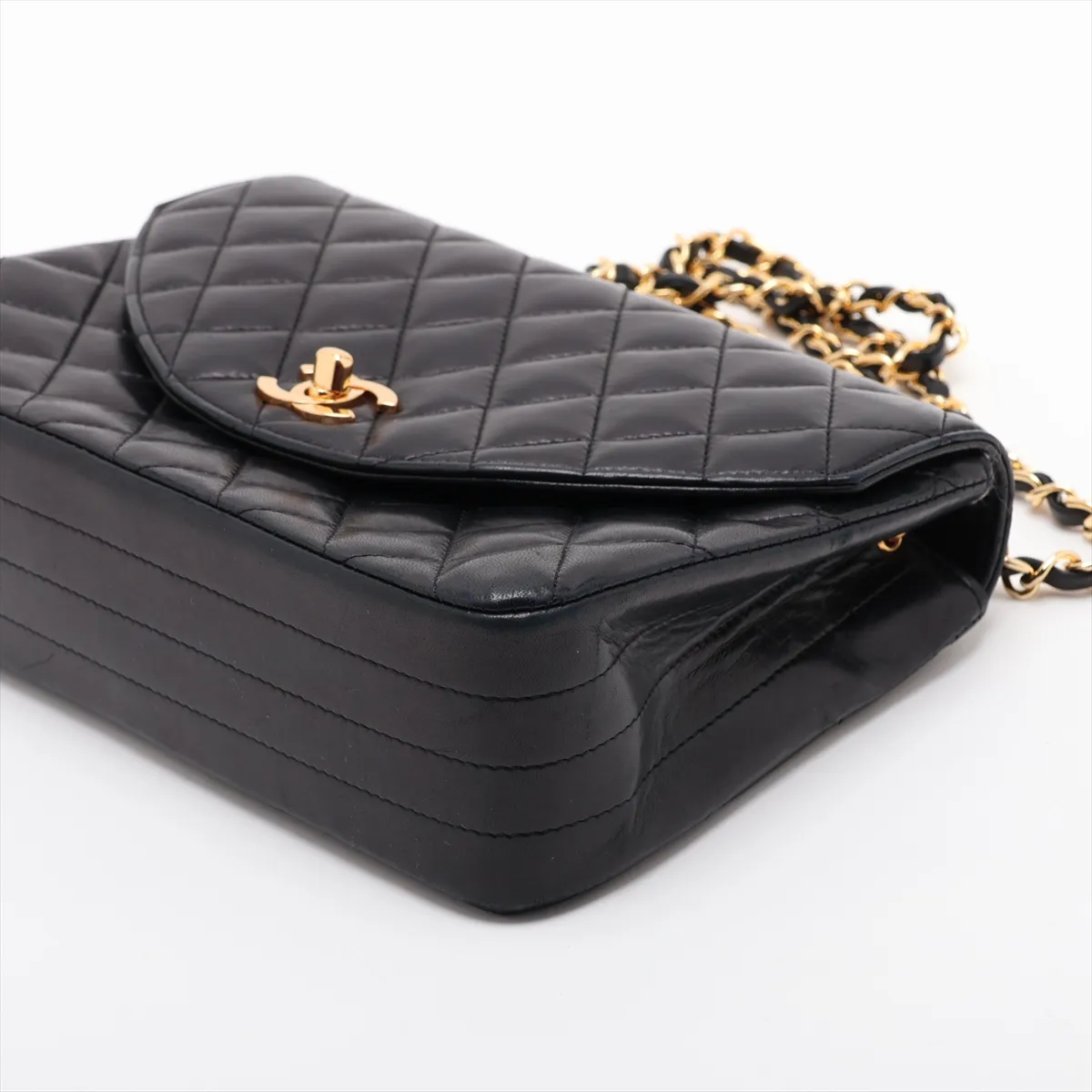 Matelassé Lambskin Single Flap Single Chain Bag, Black with Gold Hardware, Item No. 1189314 (Serial Number 1) — view 3