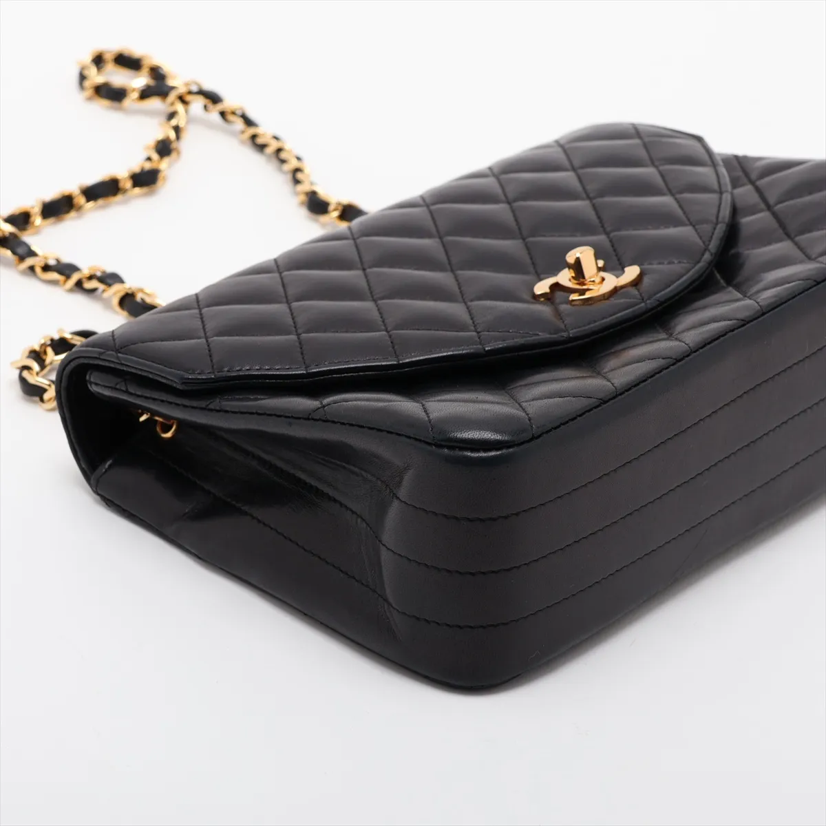 Matelassé Lambskin Single Flap Single Chain Bag, Black with Gold Hardware, Item No. 1189314 (Serial Number 1) — view 4