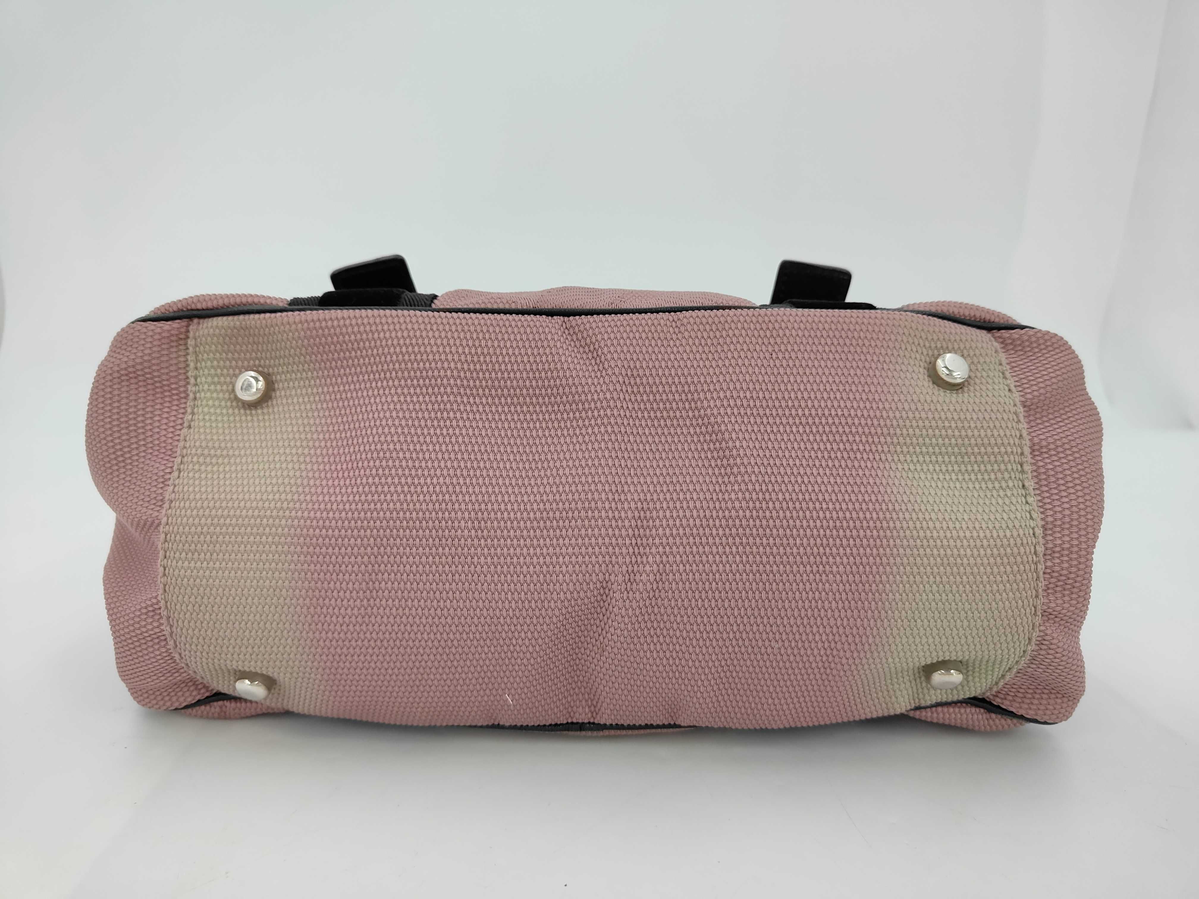 handbag, mini Boston style, logo pattern, canvas and leather, pink. — view 6