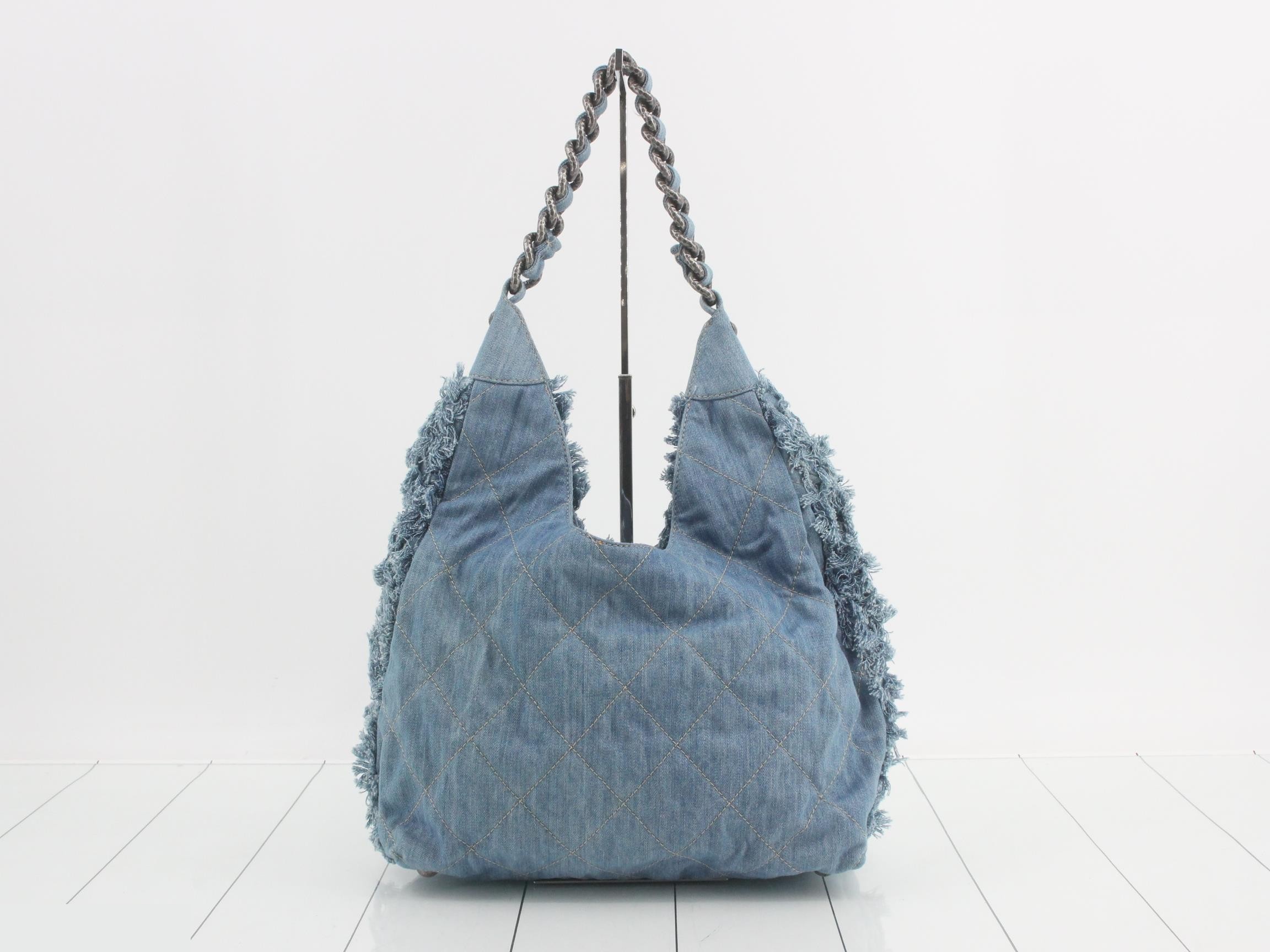 Chain shoulder bag, denim — view 2