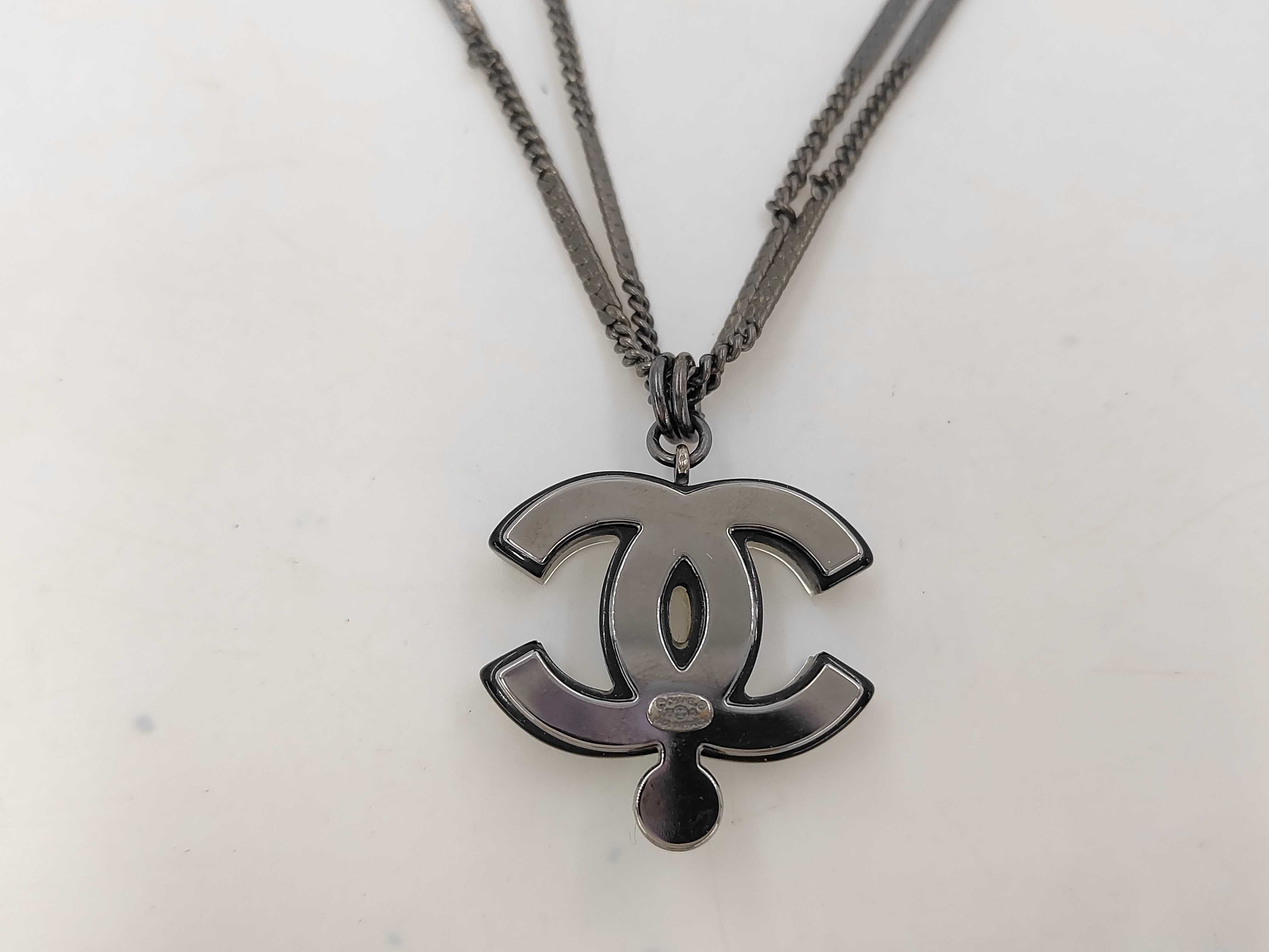 Necklace Coco Mark Double Chain 06A Pearl Black Necklace — view 3