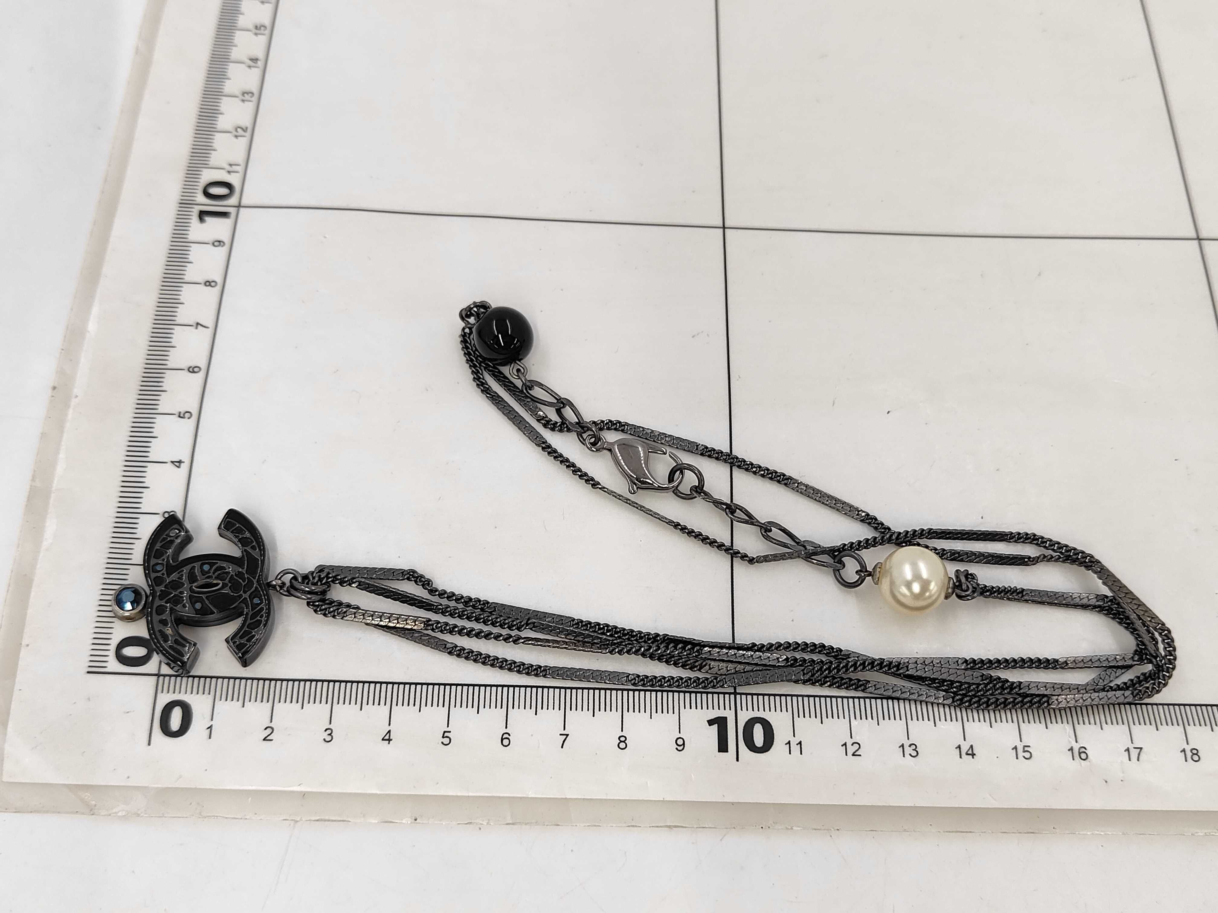 Necklace Coco Mark Double Chain 06A Pearl Black Necklace — view 7