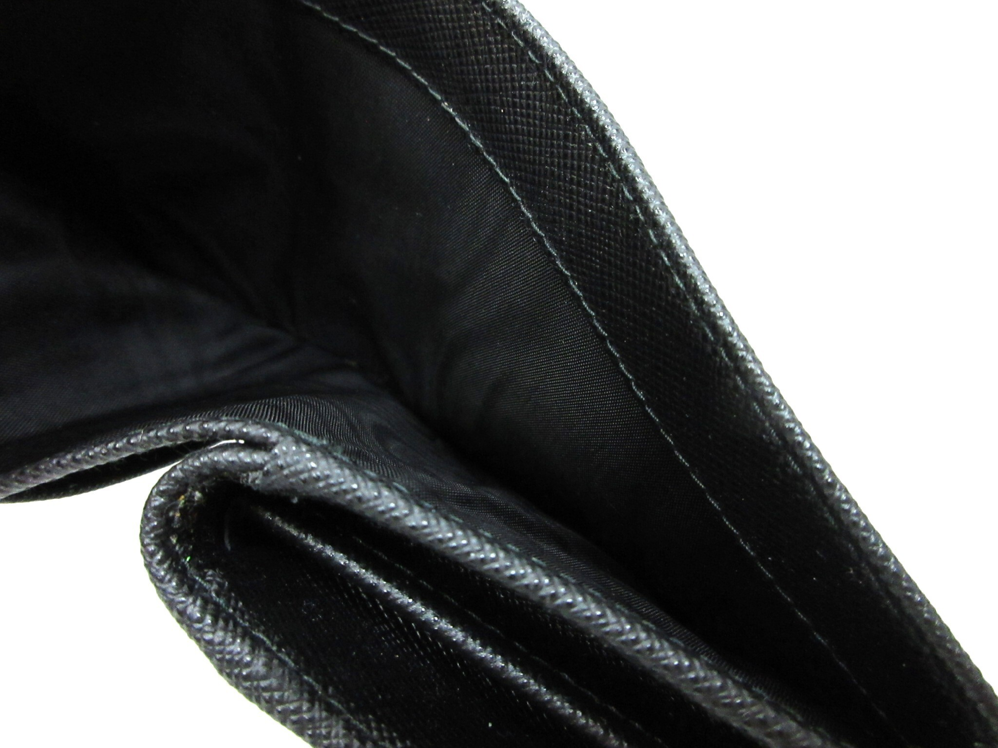 1ML018 Saffiano Leather Bi-fold Compact Zipper Wallet, Black — view 8