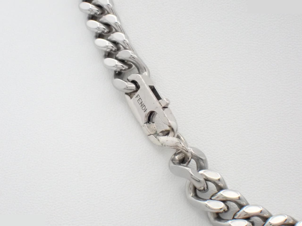Necklace with FF logo, baguette chain, curb chain, silver, total length approximately 44cm — view 2