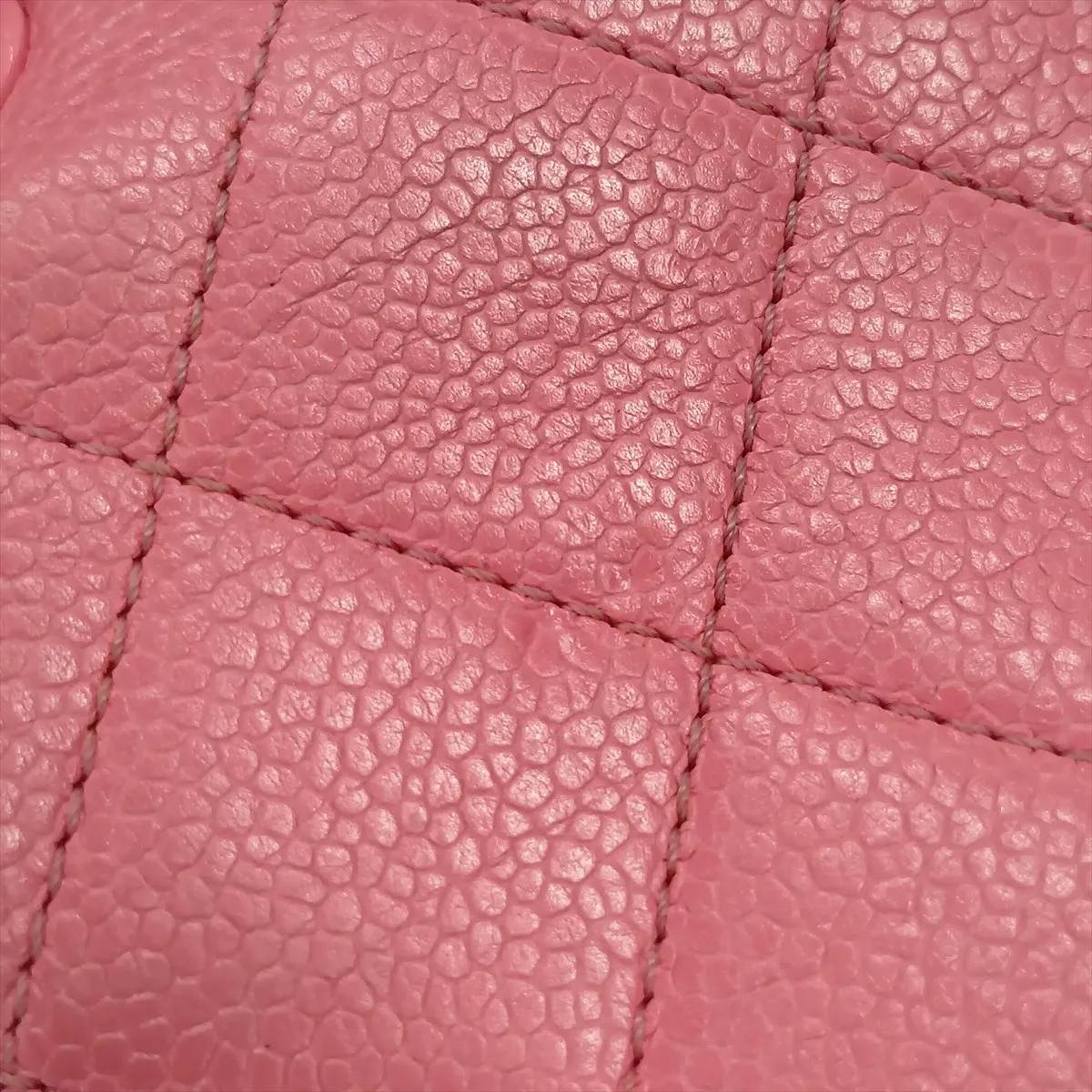 Matelassé Caviar Skin Chain Shoulder Bag, Pink, Silver Hardware, 29885314, Serial Number 29 — view 12