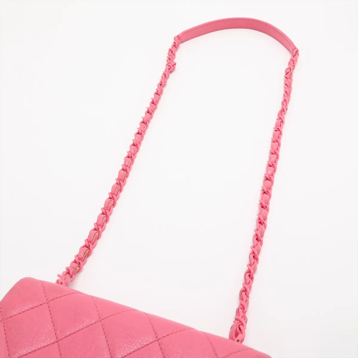 Matelassé Caviar Skin Chain Shoulder Bag, Pink, Silver Hardware, 29885314, Serial Number 29 — view 5
