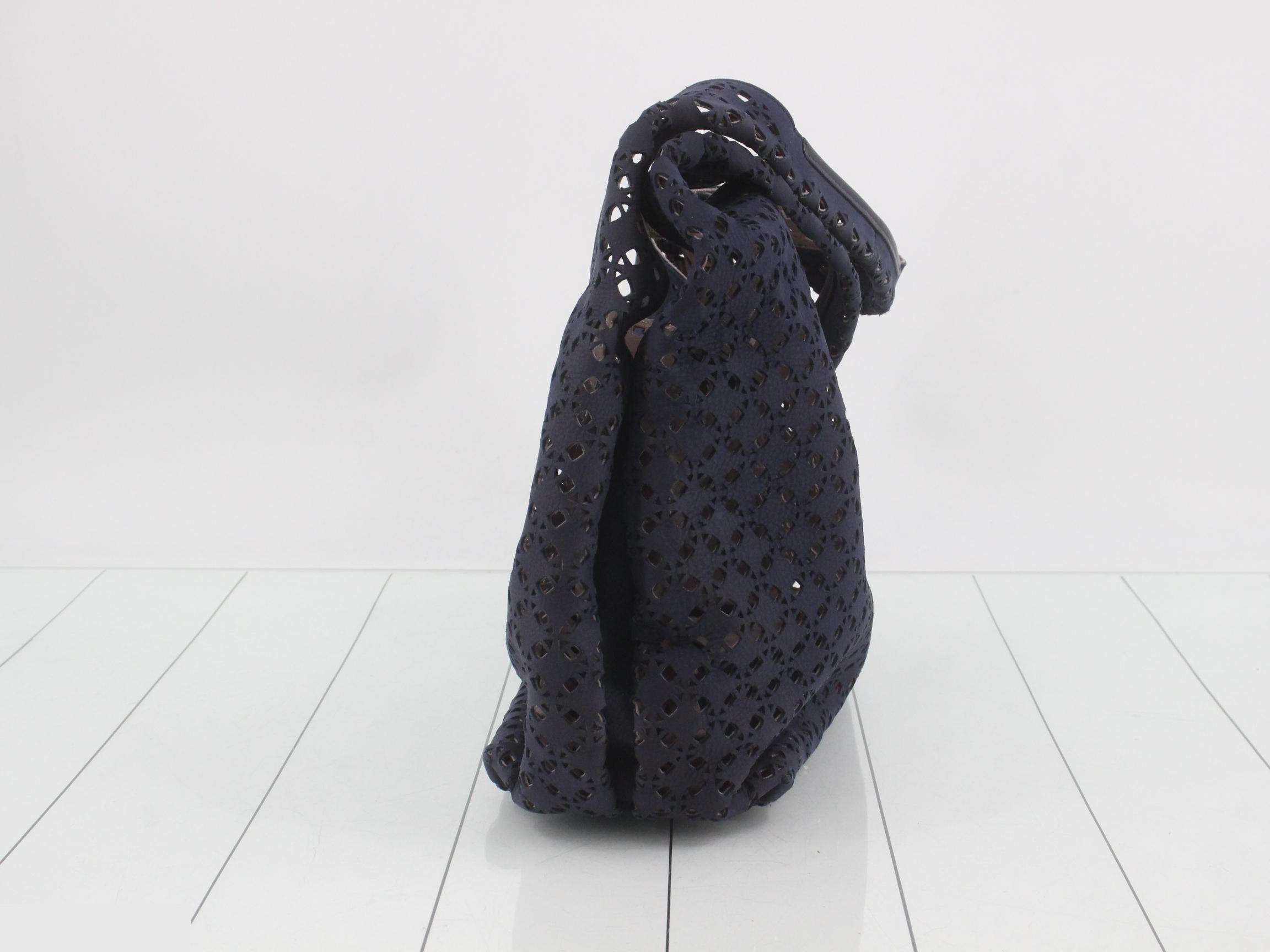 Anagram Hobo Suede Perforated Handbag with Pouch — view 3